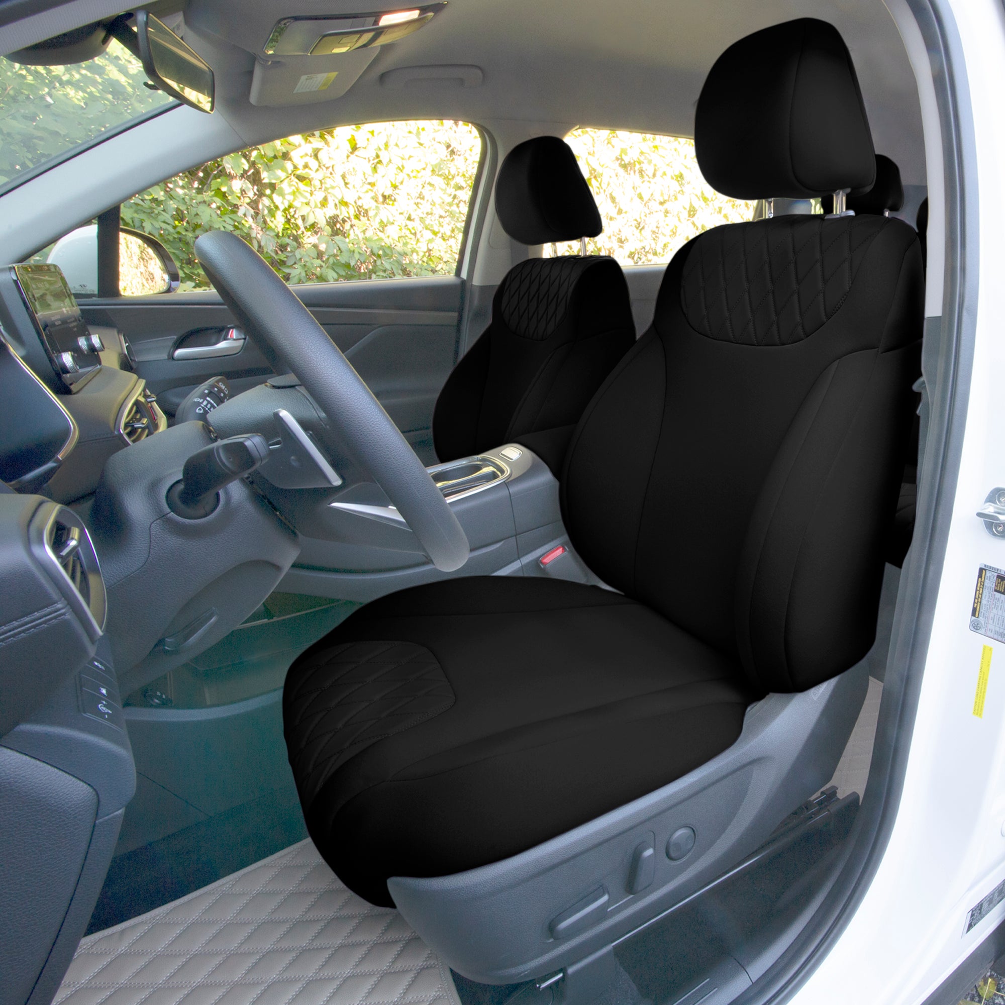 Hyundai Santa Fe 2019 - 2023- Front Set Seat Covers - Black Ultraflex Neoprene