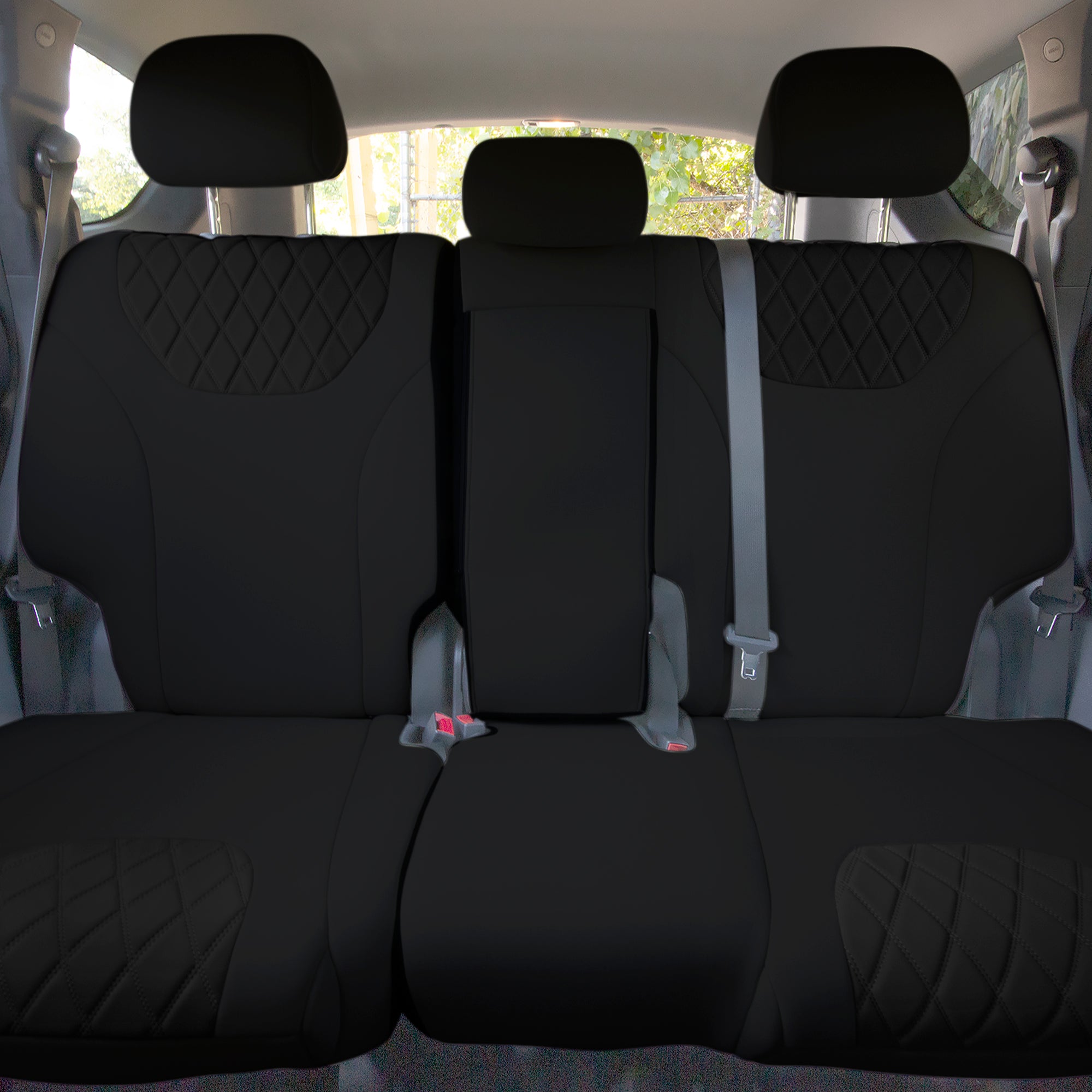 Hyundai Santa Fe 2019 - 2023- Rear Set Seat Covers - Black Ultraflex Neoprene