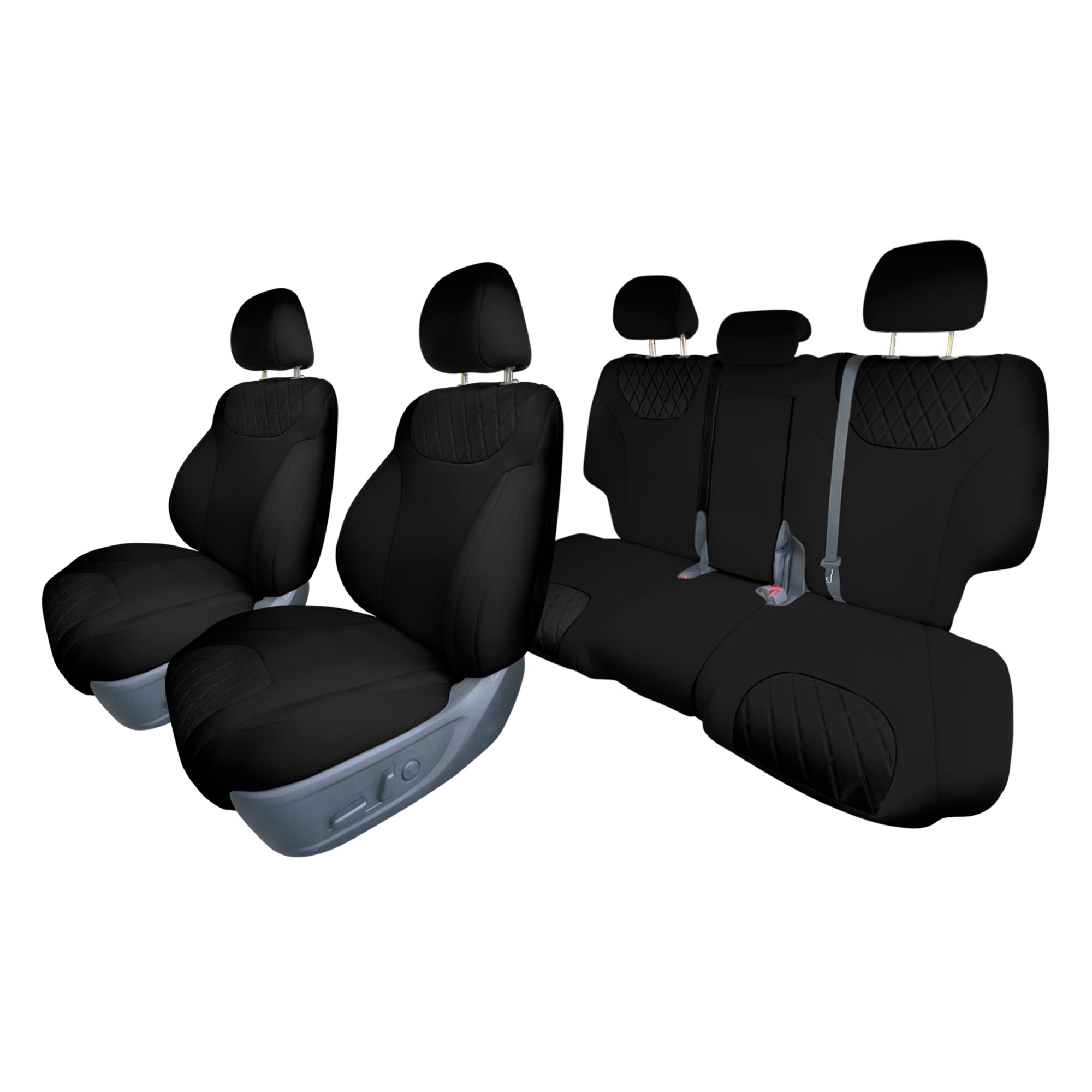Hyundai Santa Fe 2019 - 2023- Full Set Seat Covers - Black Ultraflex Neoprene