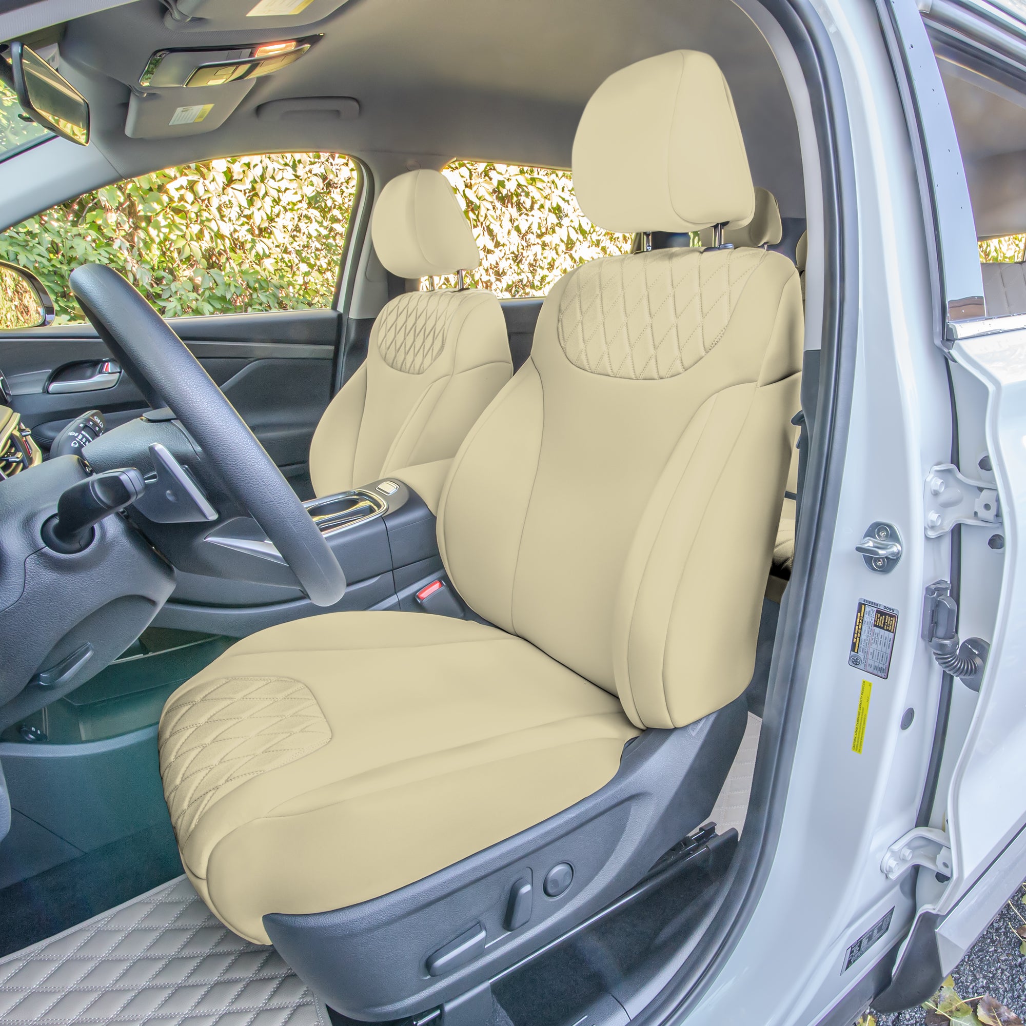 Hyundai Santa Fe 2019 - 2023- Front Set Seat Covers - Solid Beige Ultraflex Neoprene