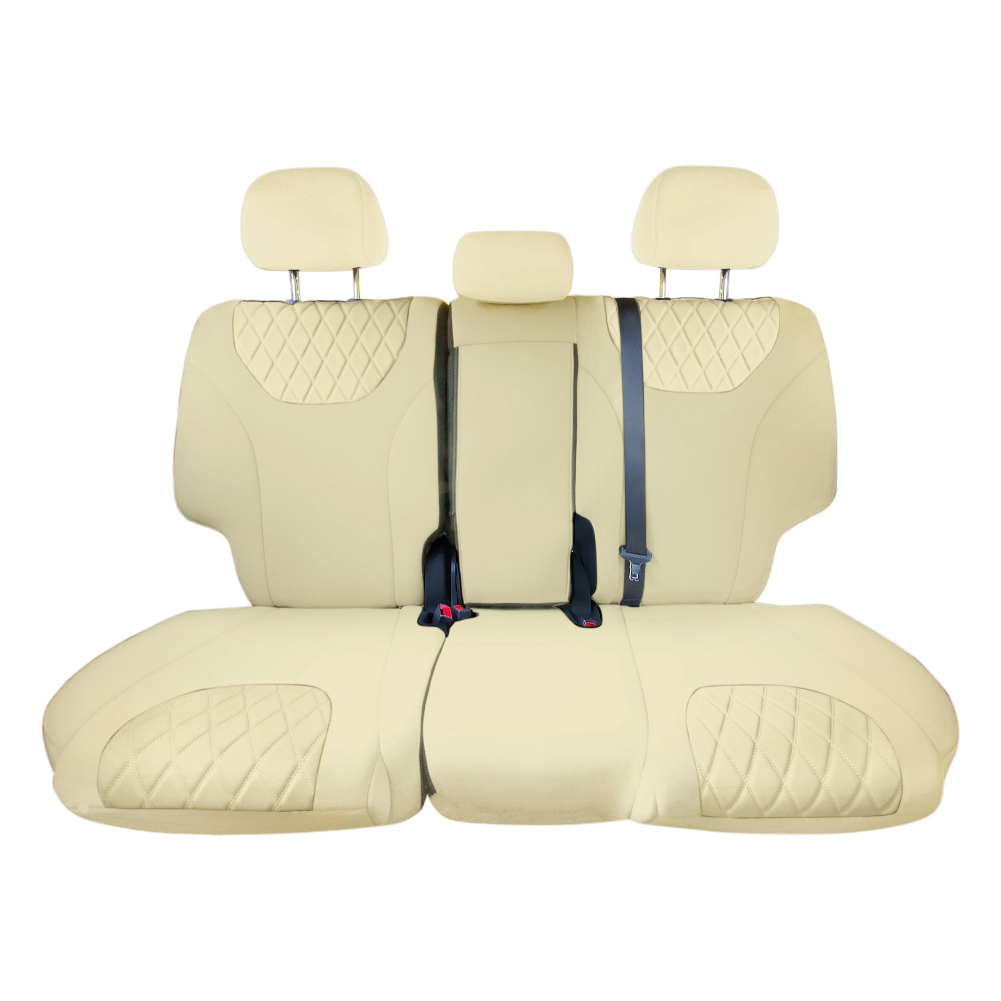 Hyundai Santa Fe 2019 - 2023- Rear Set Seat Covers - Solid Beige Ultraflex Neoprene