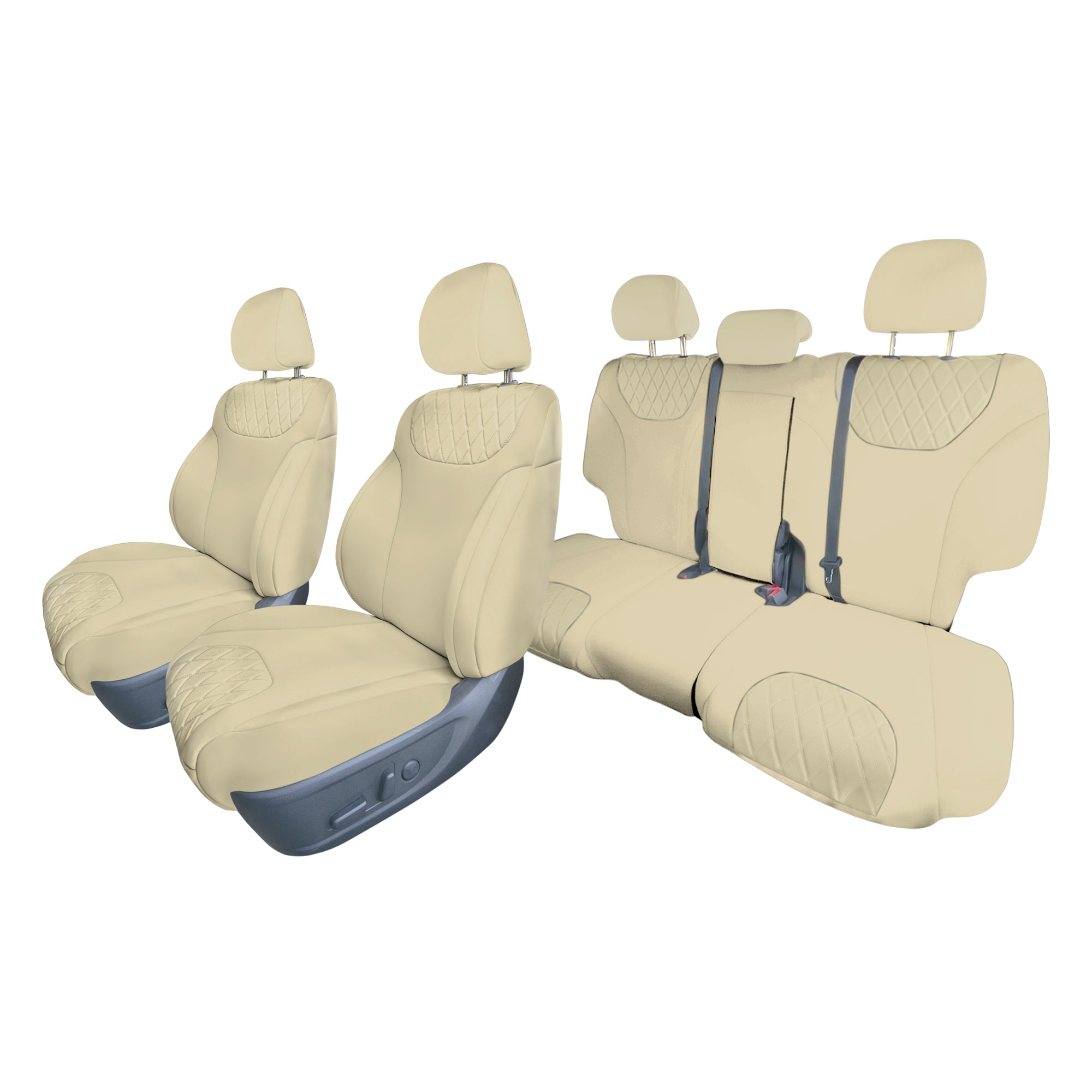Hyundai Santa Fe 2019 - 2023- Full Set Seat Covers - Solid Beige Ultraflex Neoprene