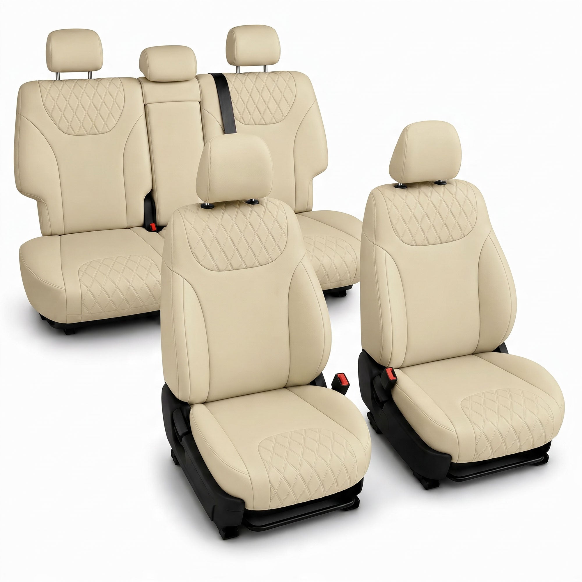 Hyundai Santa Fe 2019 - 2023- Full Set Seat Covers - Solid Beige Ultraflex Neoprene