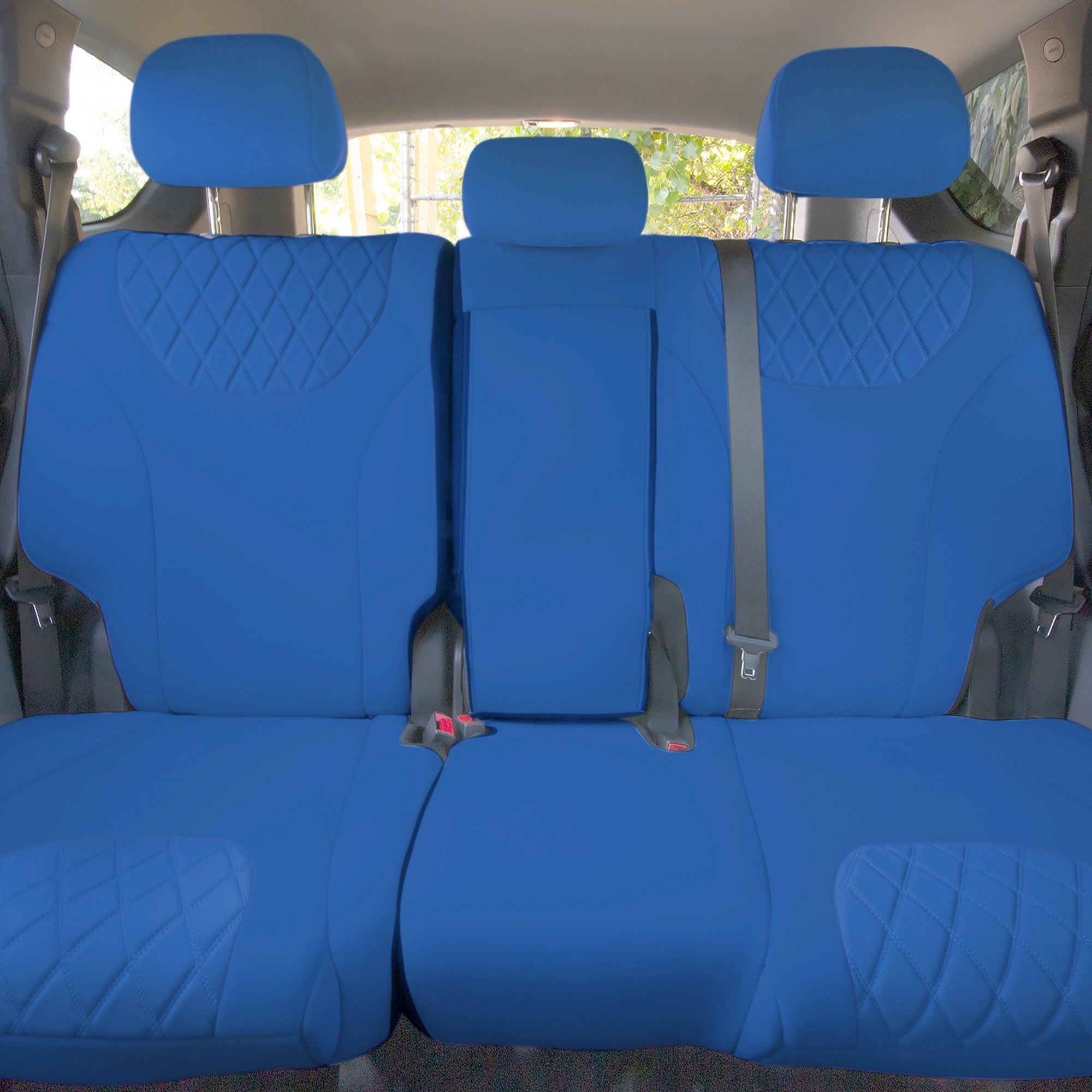 Hyundai Santa Fe 2019 - 2022 - Rear Set Seat Covers - Solid Blue Neoprene