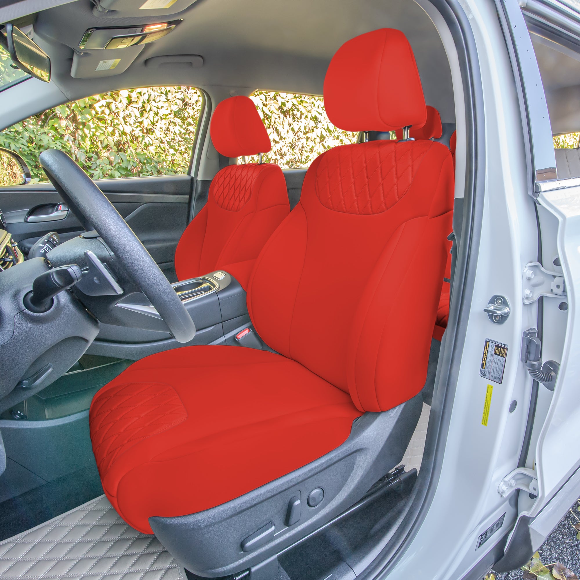 Hyundai Santa Fe 2019 - 2022 - Front Set Seat Covers - Solid Red Neoprene