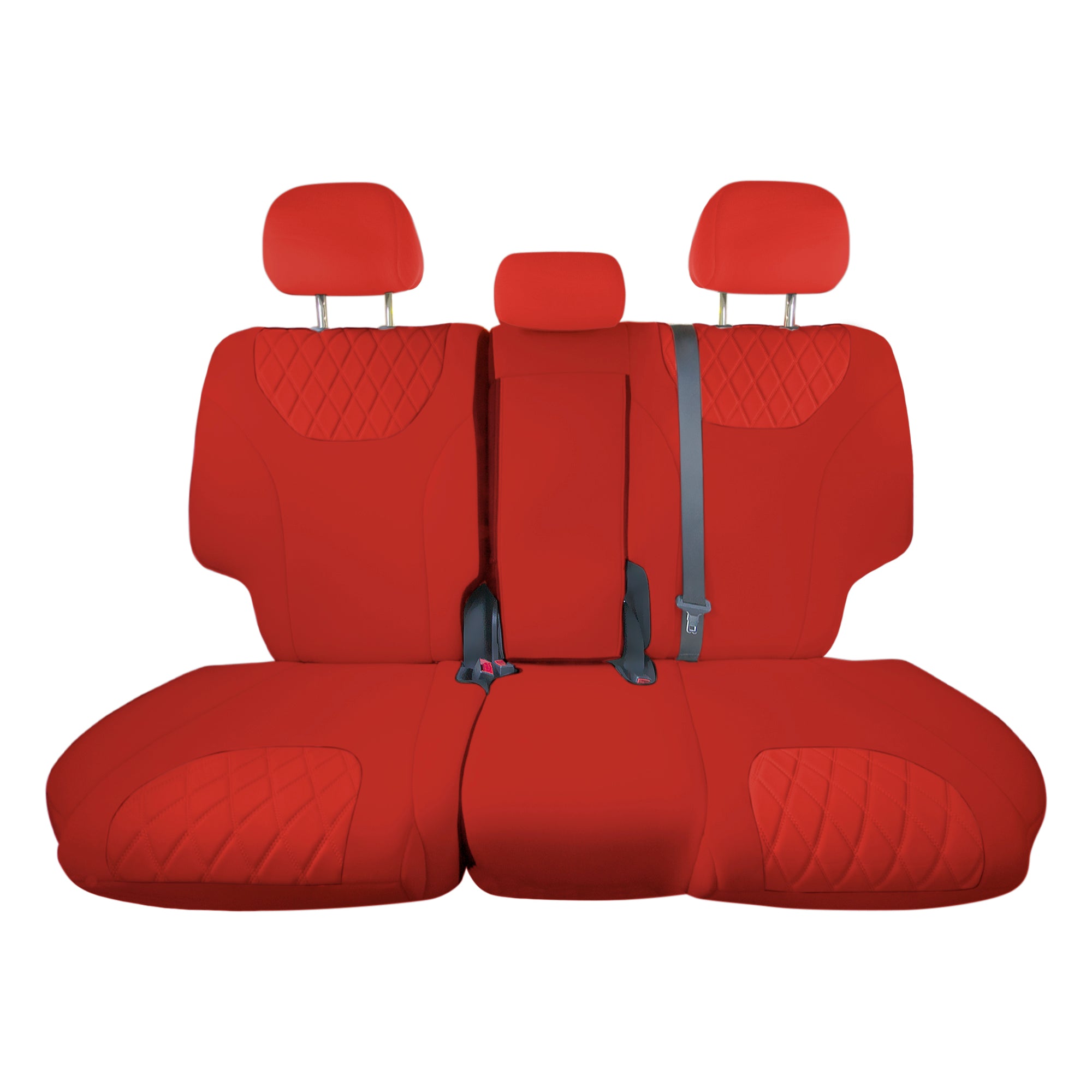 Hyundai Santa Fe 2019 - 2023- Rear Set Seat Covers - Solid Red Ultraflex Neoprene
