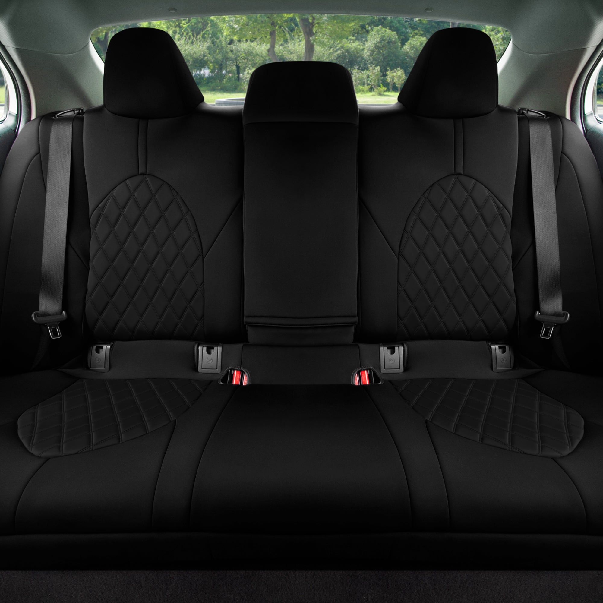 Toyota Camry  2018 - 2022  - Rear Set Seat Covers - Black Ultraflex Neoprene