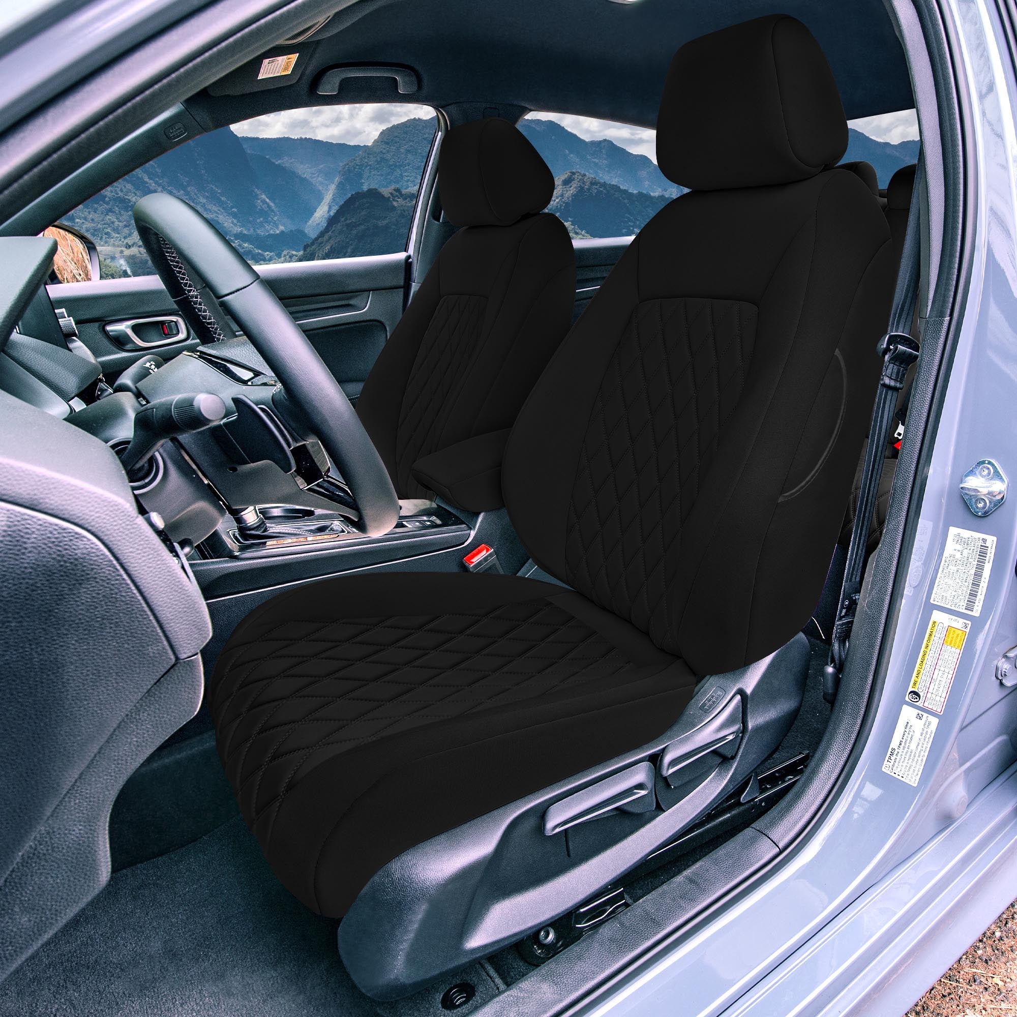 Honda Civic 2016 - 2025 Front Set Seat Covers - Black Ultraflex Neoprene