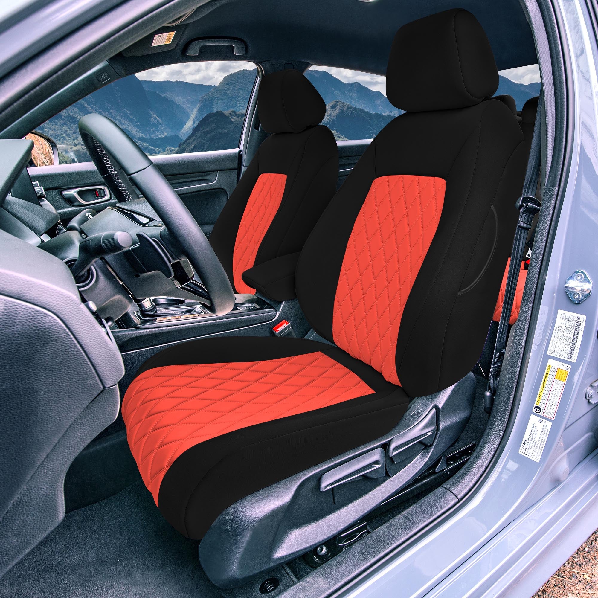 Honda Civic 2016 - 2025 Front Set Seat Covers - Red Ultraflex Neoprene