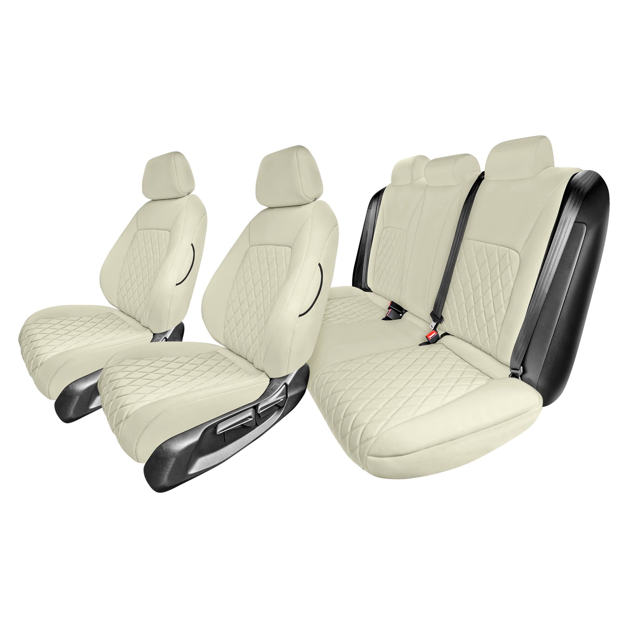 Honda Civic 2016 - 2025 Sedan Full Set Seat Covers (Solid Rear) - Solid Beige Ultraflex Neoprene
