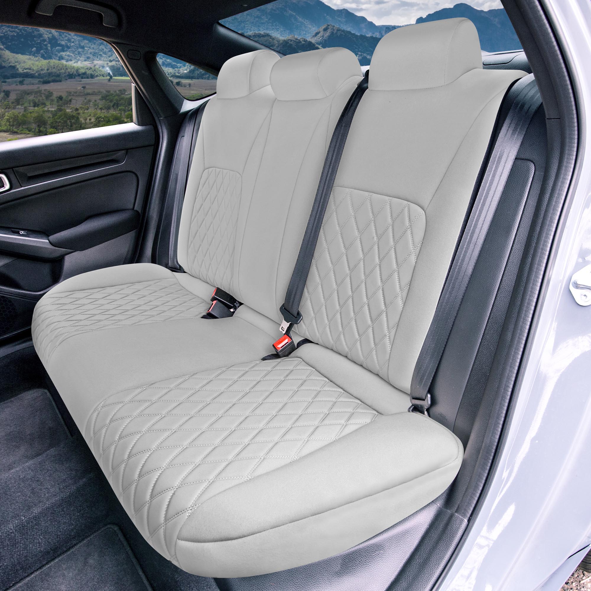 Honda Civic 2016 - 2025 Sedan Solid Rear Set Seat Covers - Solid Gray Ultraflex Neoprene