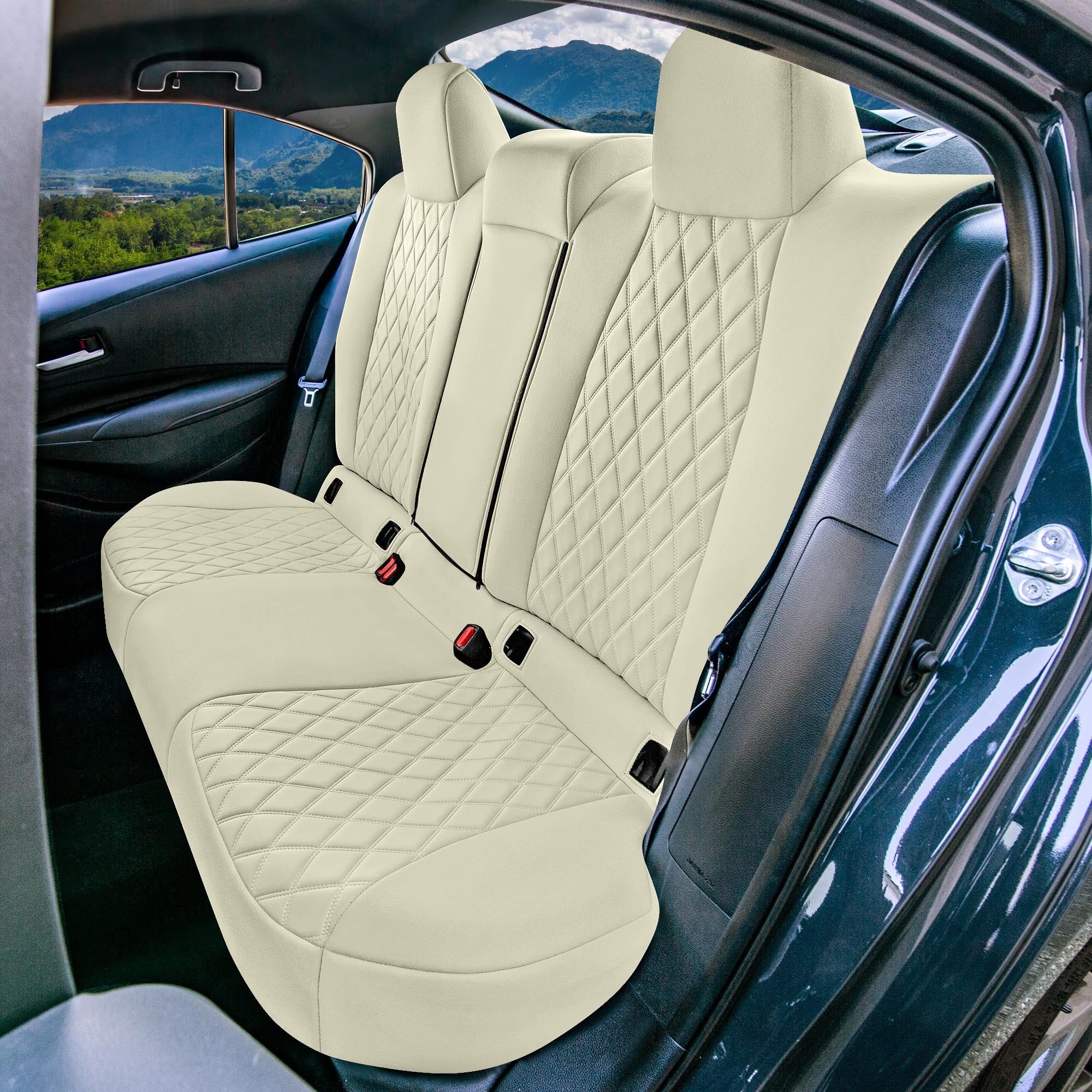 Toyota Corolla - 2020-2024 - Rear Set Seat Covers - Solid Beige Ultraflex Neoprene