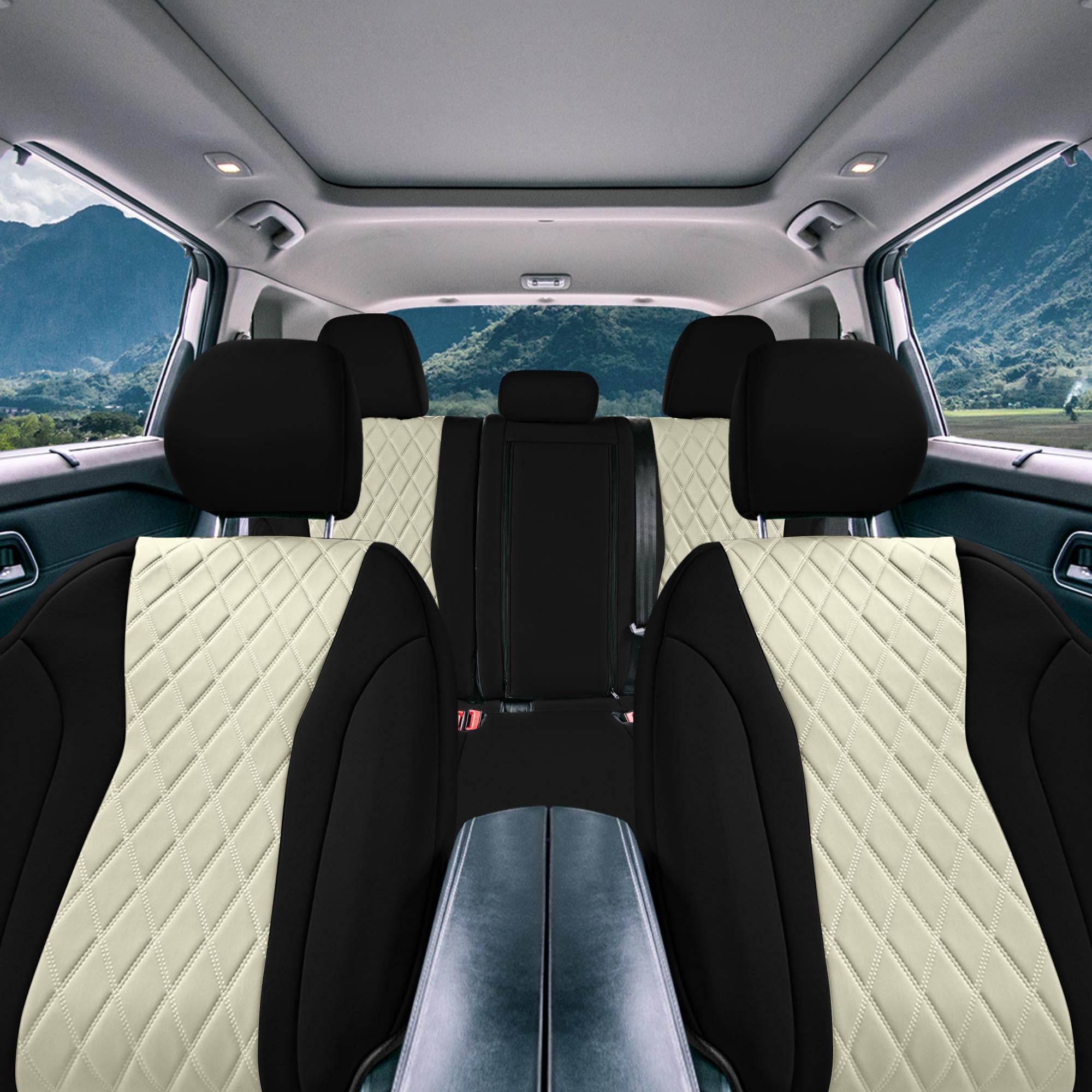 YORKNEIC Full Set Microfiber Leather Seat Covers For Nissan Rogue 2010-2024 – 5 Seats, Includes Headrest Covers, Black