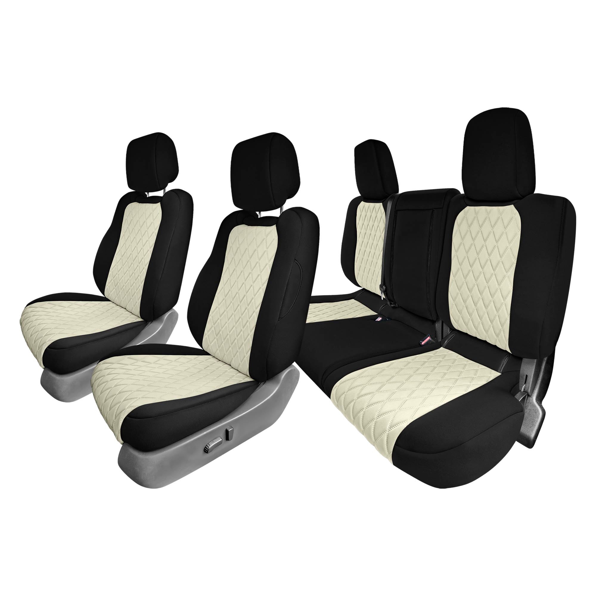 FH Group Ultraflex Neoprene Custom Fit Full Set Car Seat Covers for 2022 2024 Nissan Frontier FH Group Color Beige Black