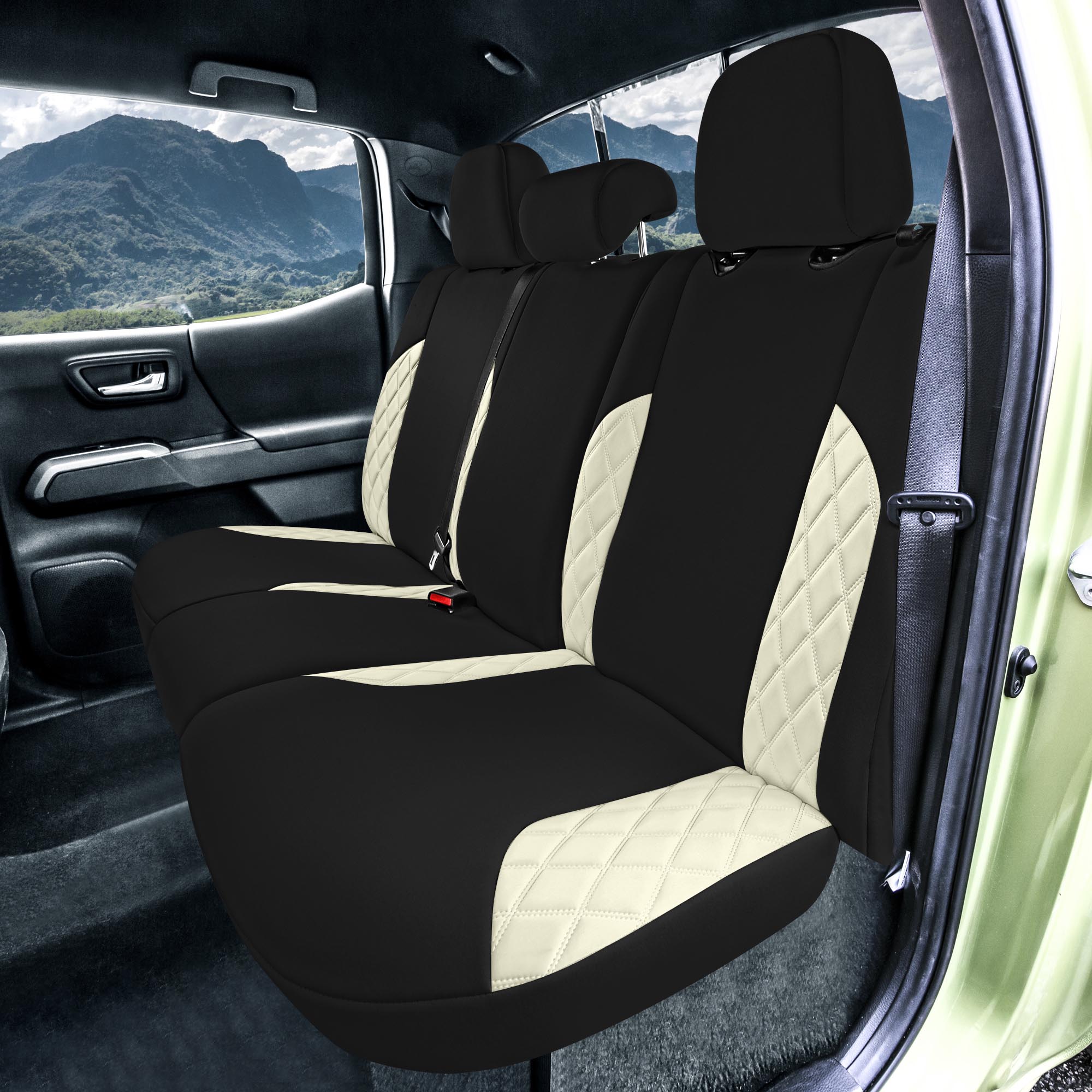 Toyota Tacoma - 2016-2023 - Rear Set Seat Covers - Beige Ultraflex Neoprene
