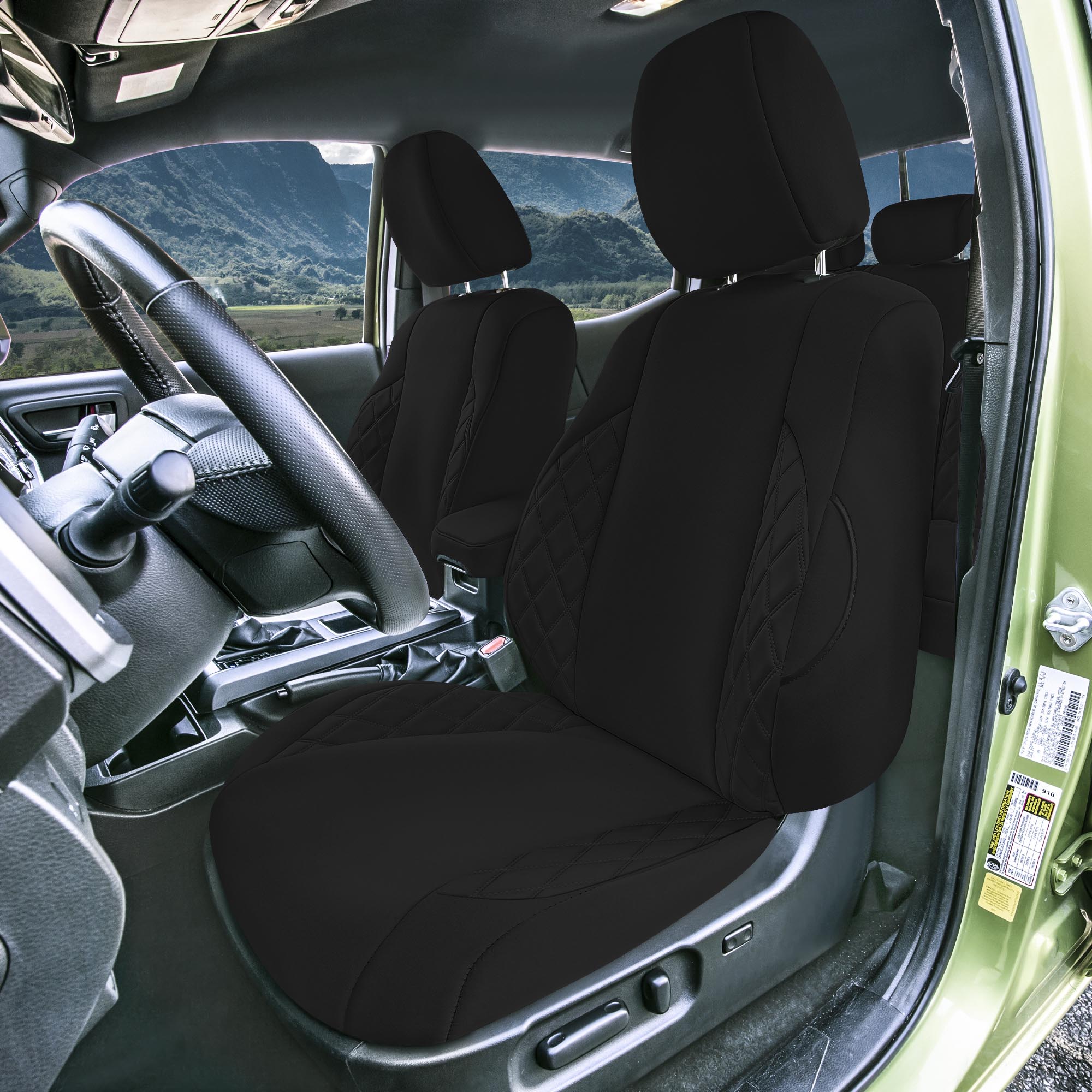 Toyota Tacoma - 2016-2023 - Full Set Seat Covers - Black Ultraflex Neoprene