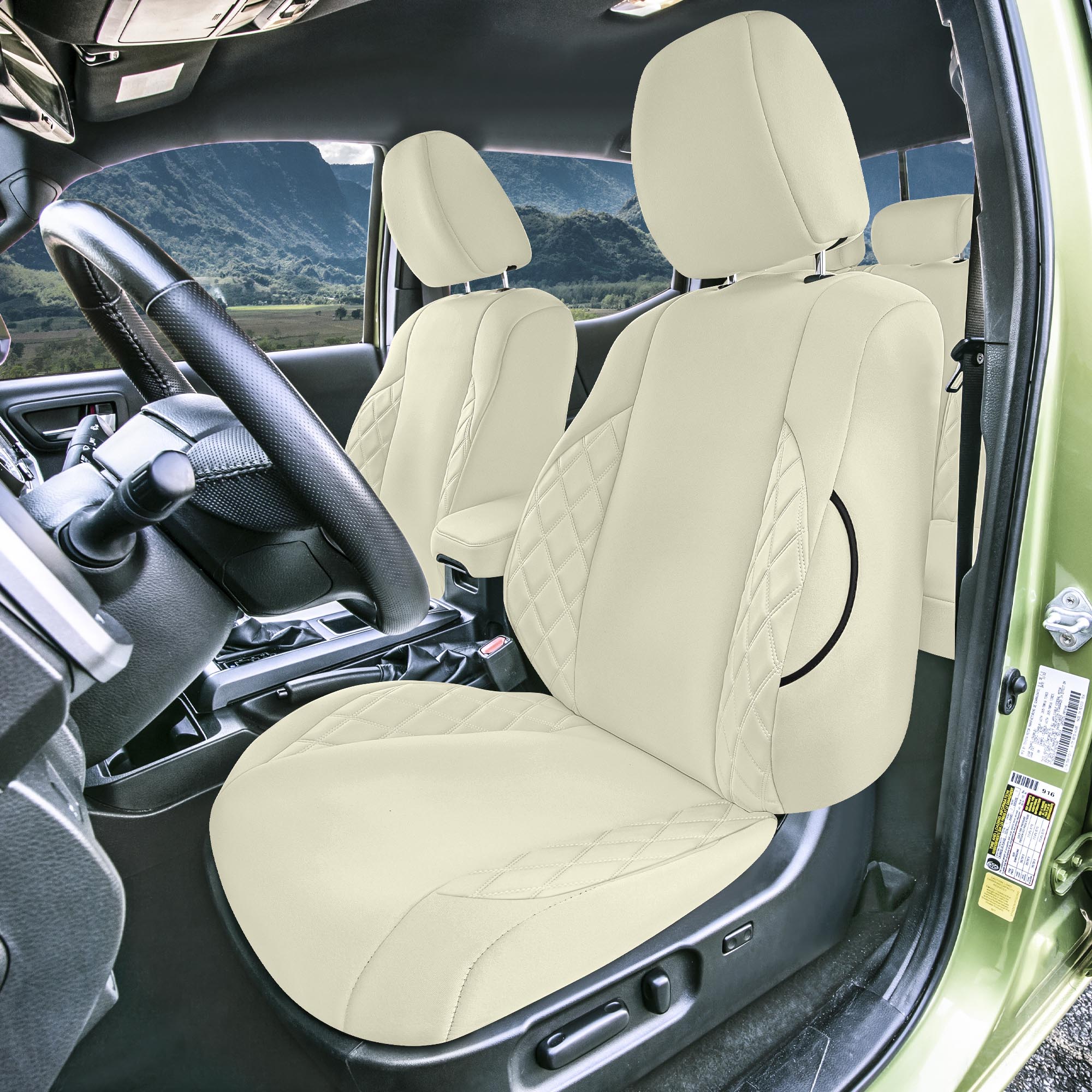 Toyota Tacoma - 2016-2023 - Full Set Seat Covers - Solid Beige Ultraflex Ultraflex Neoprene