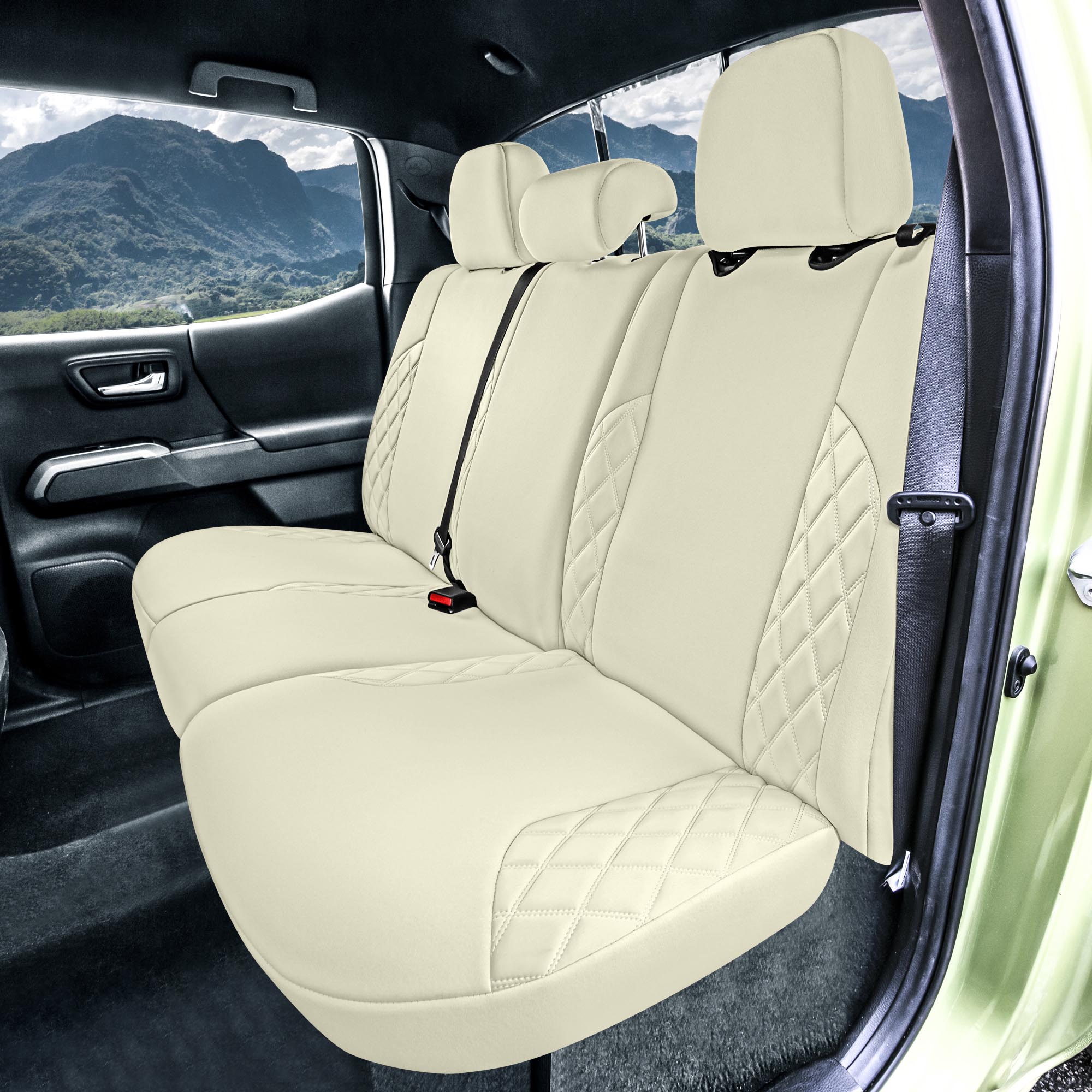 Toyota Tacoma - 2016-2023 - Rear Set Seat Covers - Solid Beige Ultraflex Neoprene