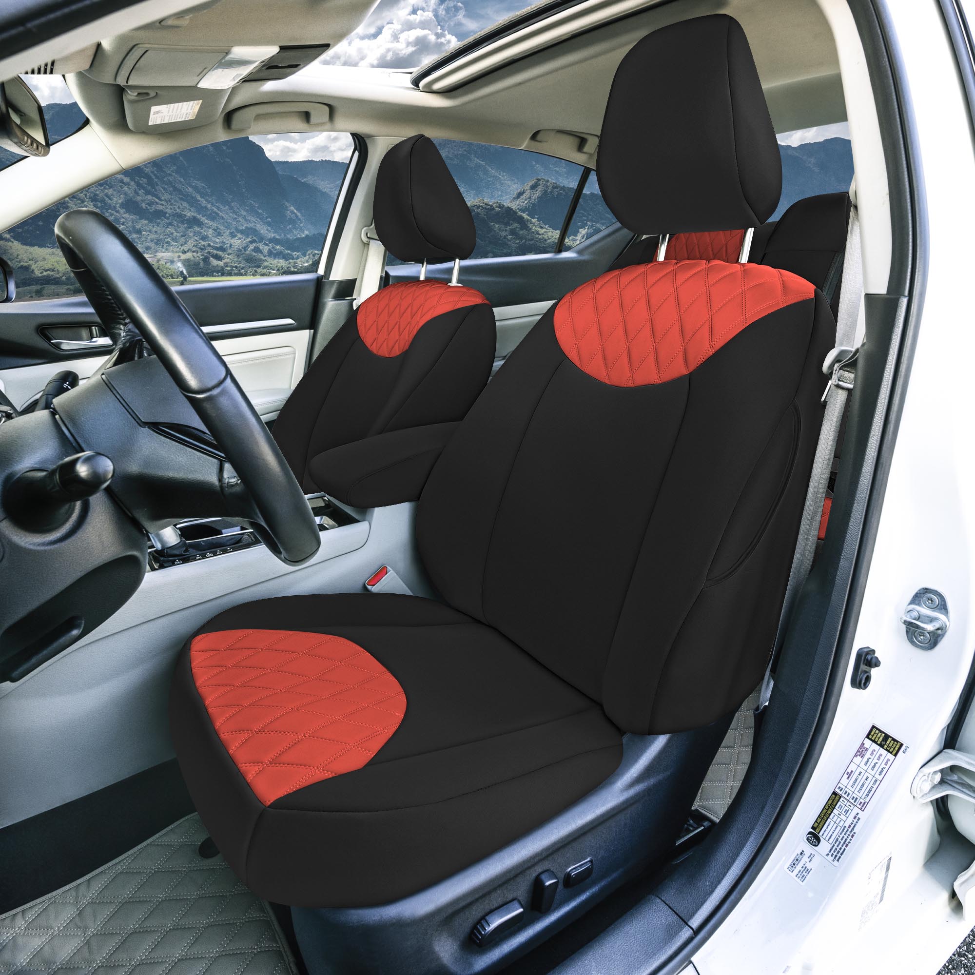Nissan Altima - 2019 - 2025 - Full Set Seat Covers - Red Ultraflex Neoprene