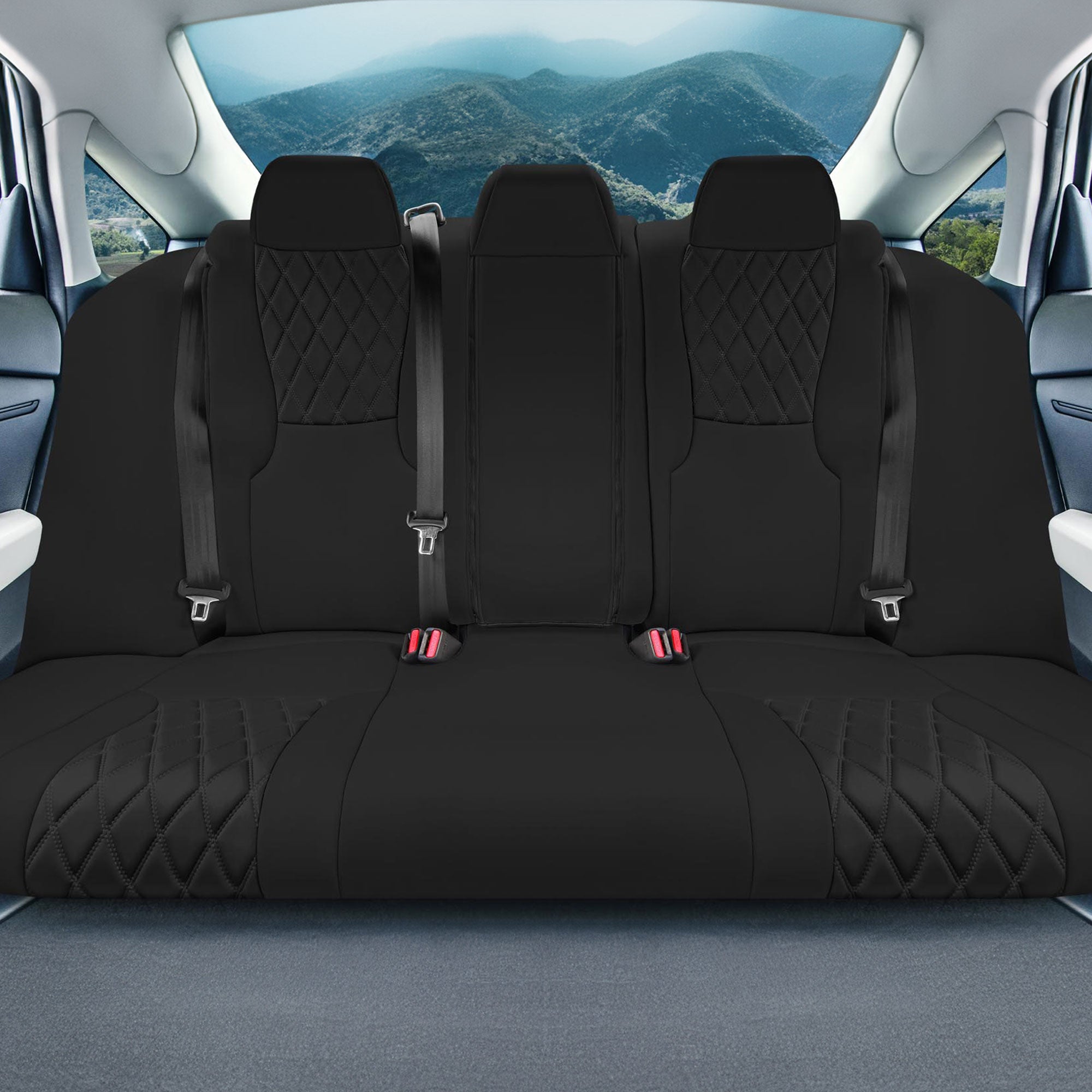 Honda Accord Sport | Sport SE | E X | EX-L | Touring 2023-2024 - Rear Set Seat Covers (Split Bench) - Black Ultraflex Neoprene