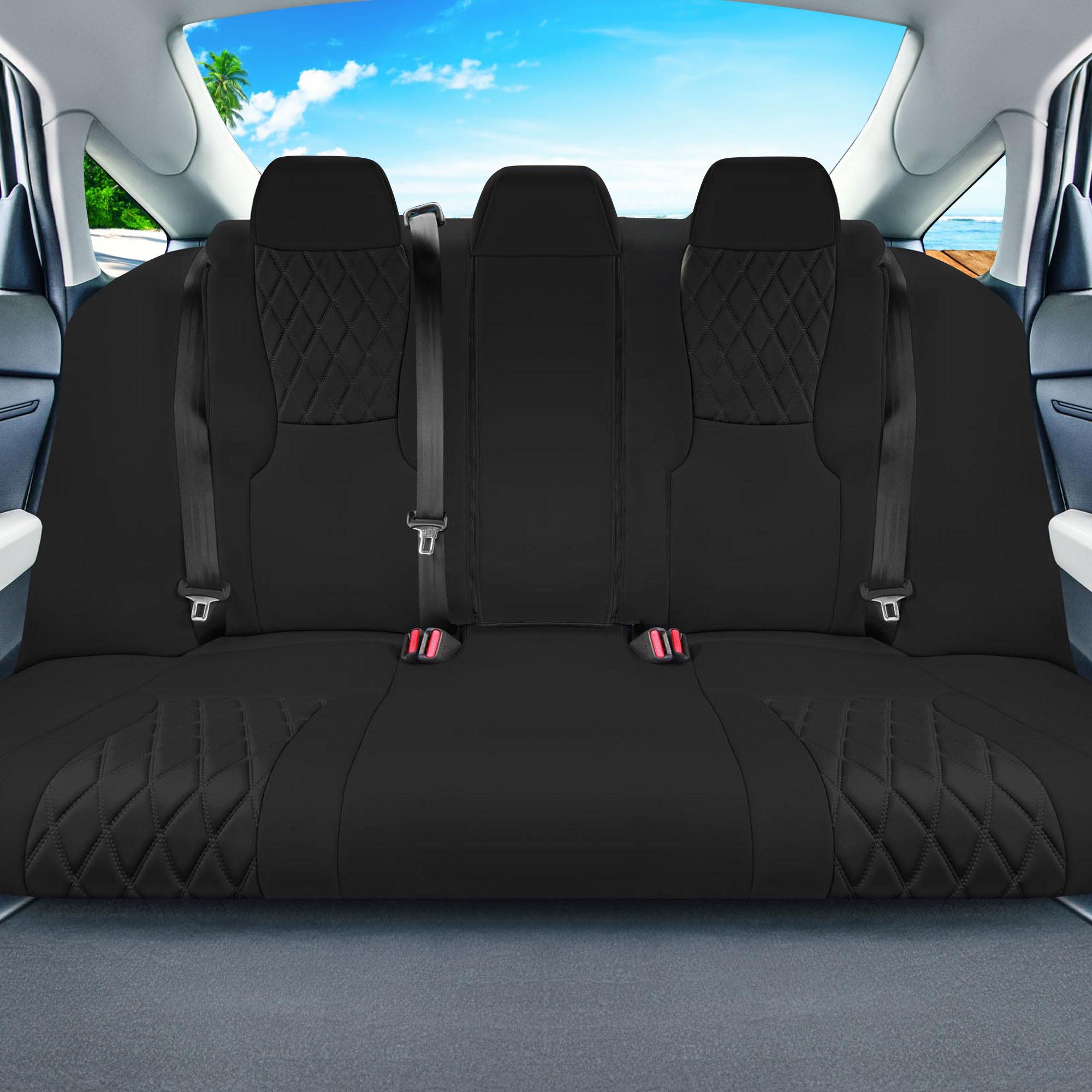 Honda Accord 2023 - 2025 - Rear Set Seat Covers - Ultraflex Neoprene - Rear Fixed Headrests, Solid Backrest - Black