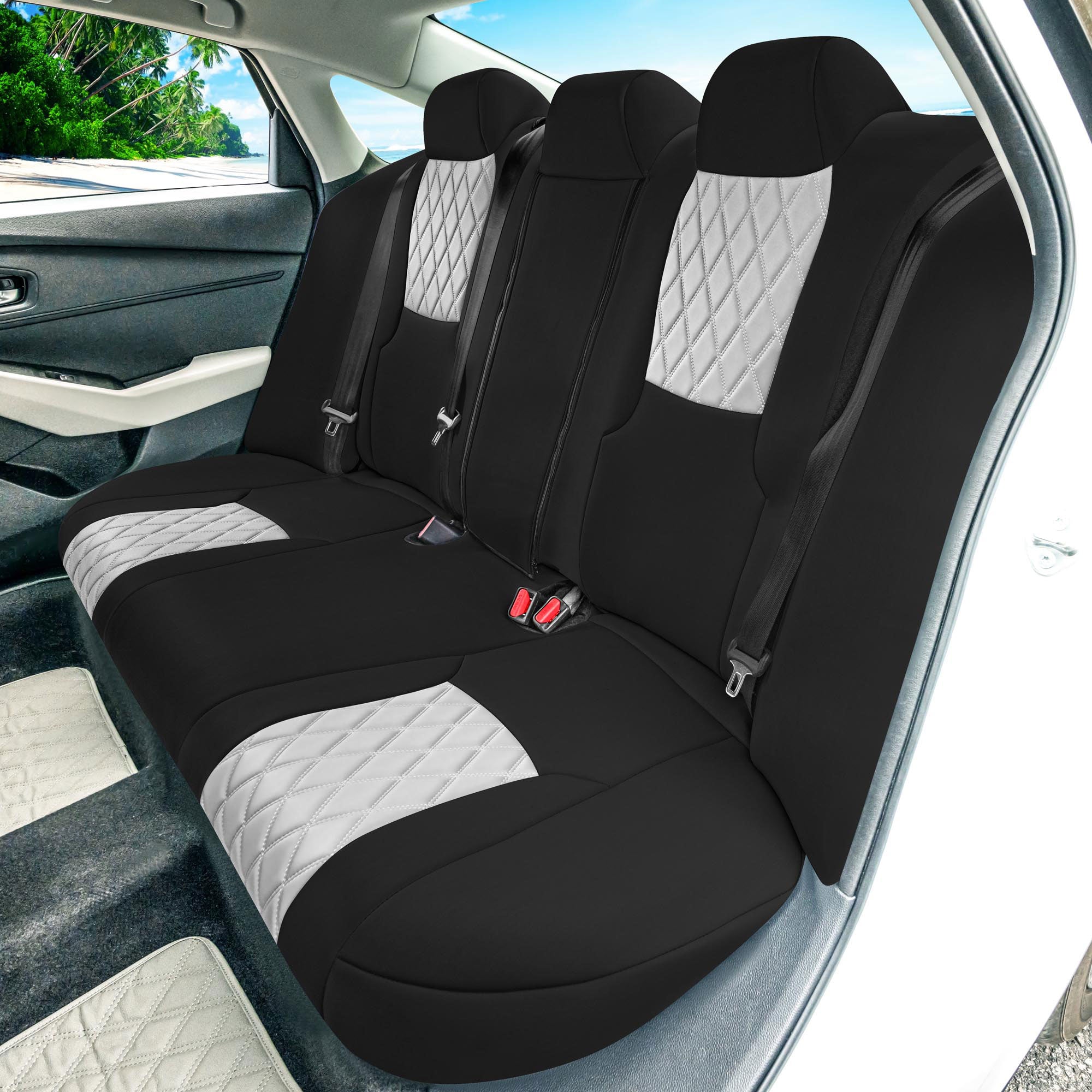 Honda Accord 2023 - 2025 - Rear Set Seat Covers - Ultraflex Neoprene - Rear Fixed Headrests, Solid Backrest - Gray