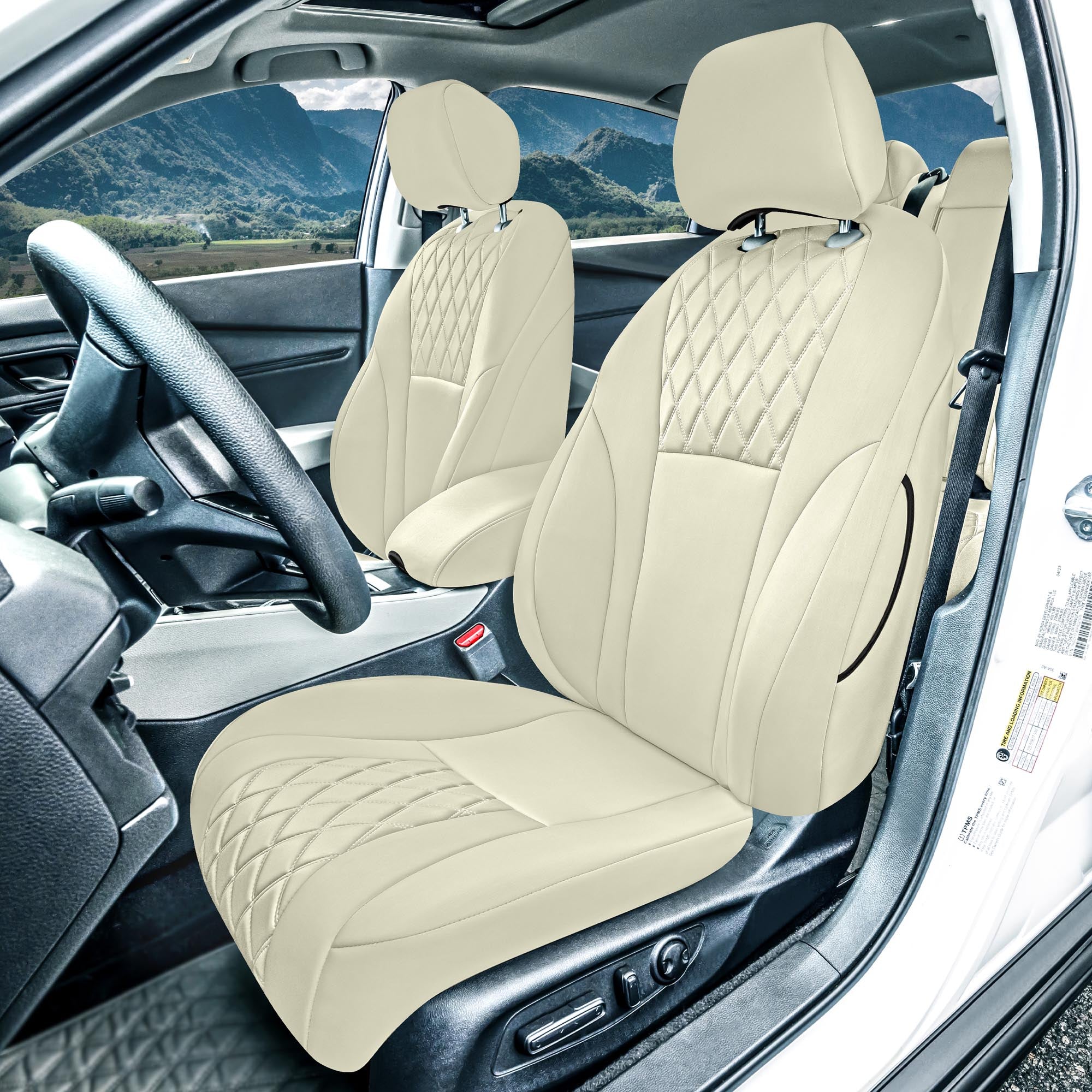 Honda Accord Sport | Sport SE | E X | EX-L | Touring 2023-2024 - Full Set Seat Covers (Split Bench) - Solid Beige Ultraflex Neoprene