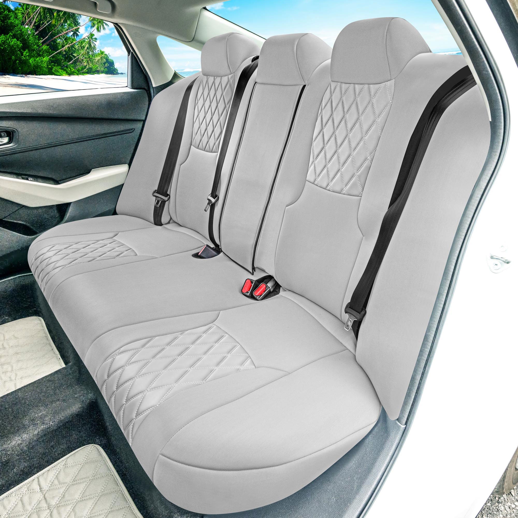 Honda Accord 2023 - 2025 - Rear Set Seat Covers - Ultraflex Neoprene - Rear Fixed Headrests, Solid Backrest - Solid Gray