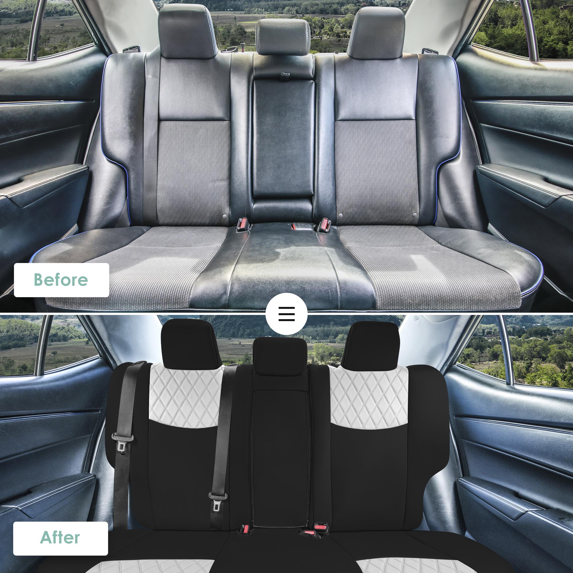 Les Rear Custom Fit Seat Covers for Toyota Corolla S | SE | LE 2014-2019 - Rear ...
