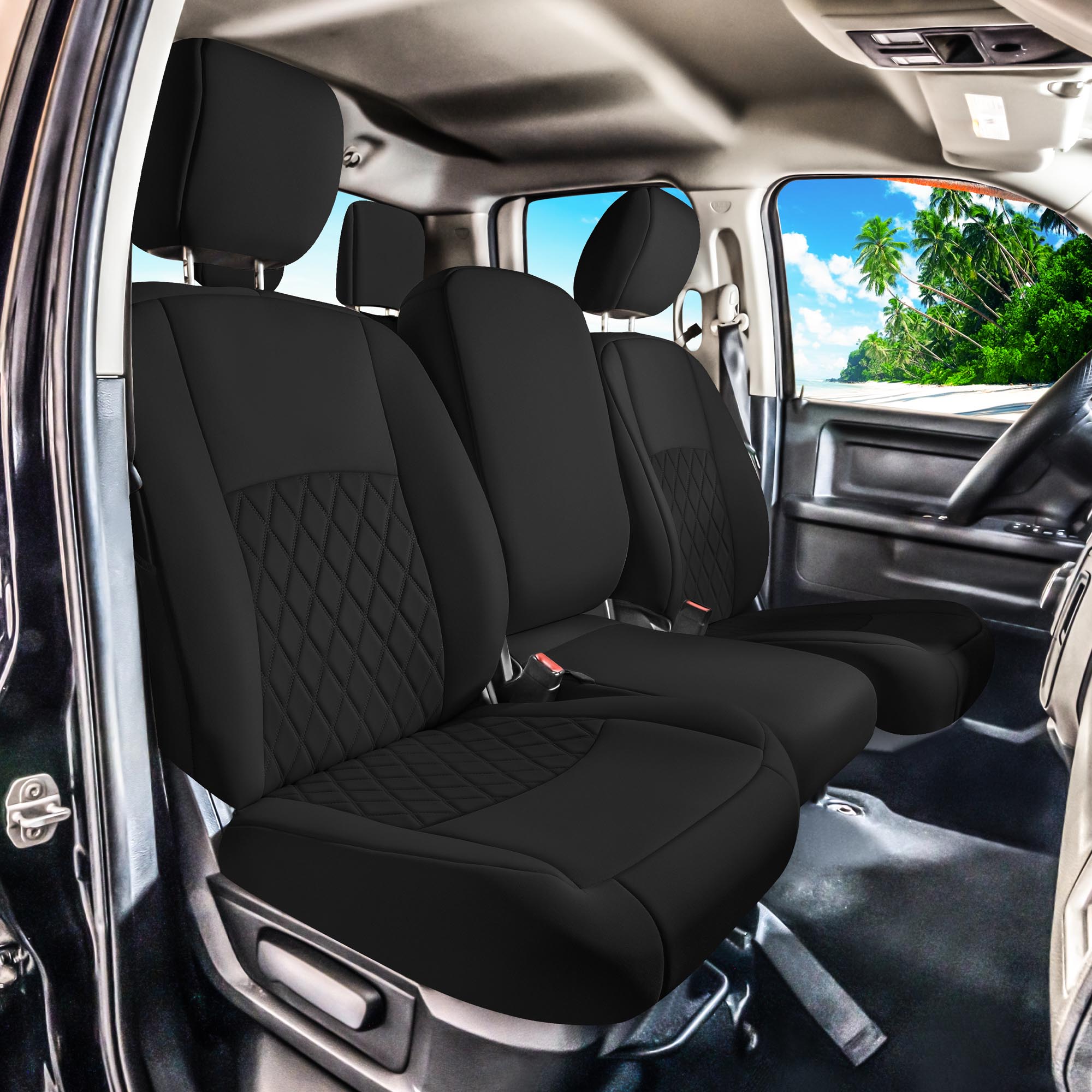 Dodge Ram 1500 2011-2018 & Ram 1500 Classic 2019-2025 - Front Set Seat Covers - Black Ultraflex Neoprene