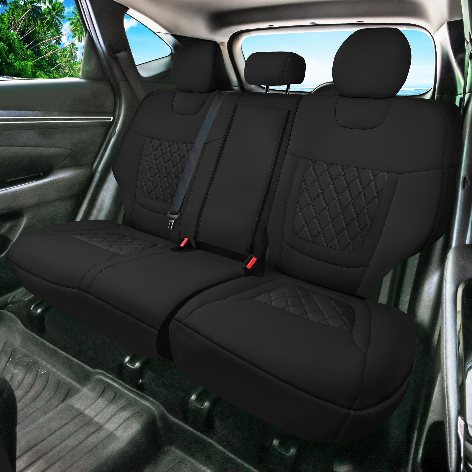 Hyundai Tucson - 2022 - 2024 - Rear Set Seat Covers - Black Ultraflex Neoprene