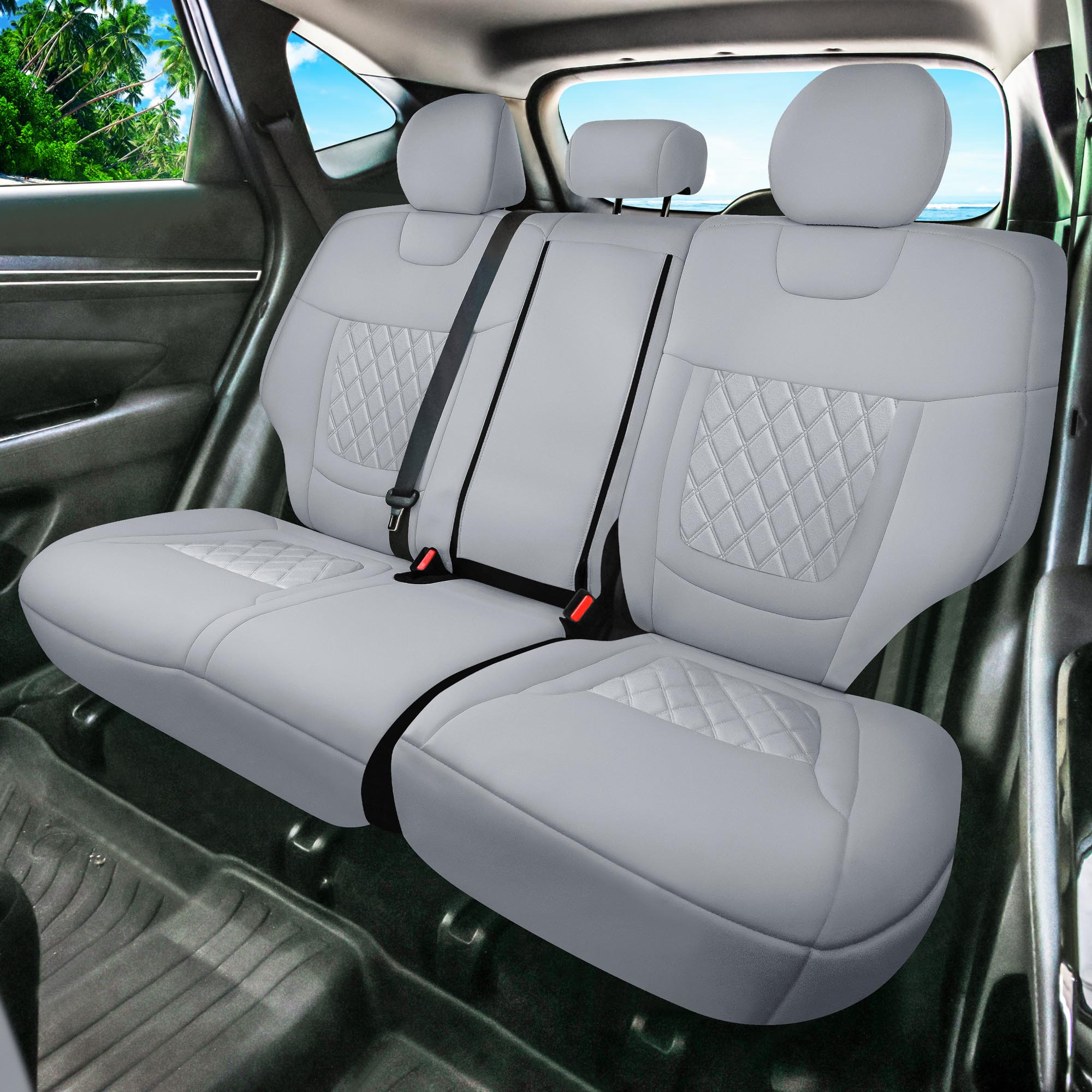 Hyundai Tucson - 2022 - 2024 - Rear Set Seat Covers - Solid Gray Ultraflex Neoprene