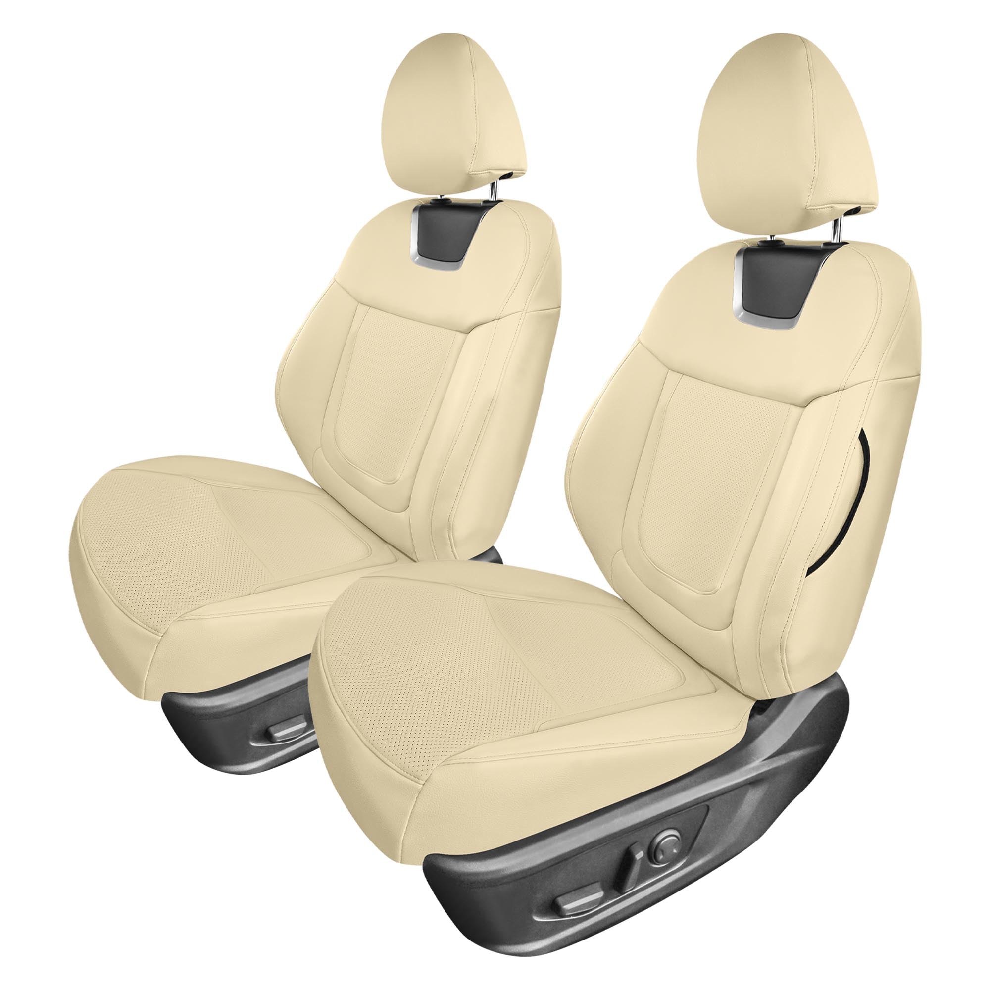 Hyundai Tucson - 2022 - 2024 - Front Set Seat Covers - Solid Beige Faux Leather