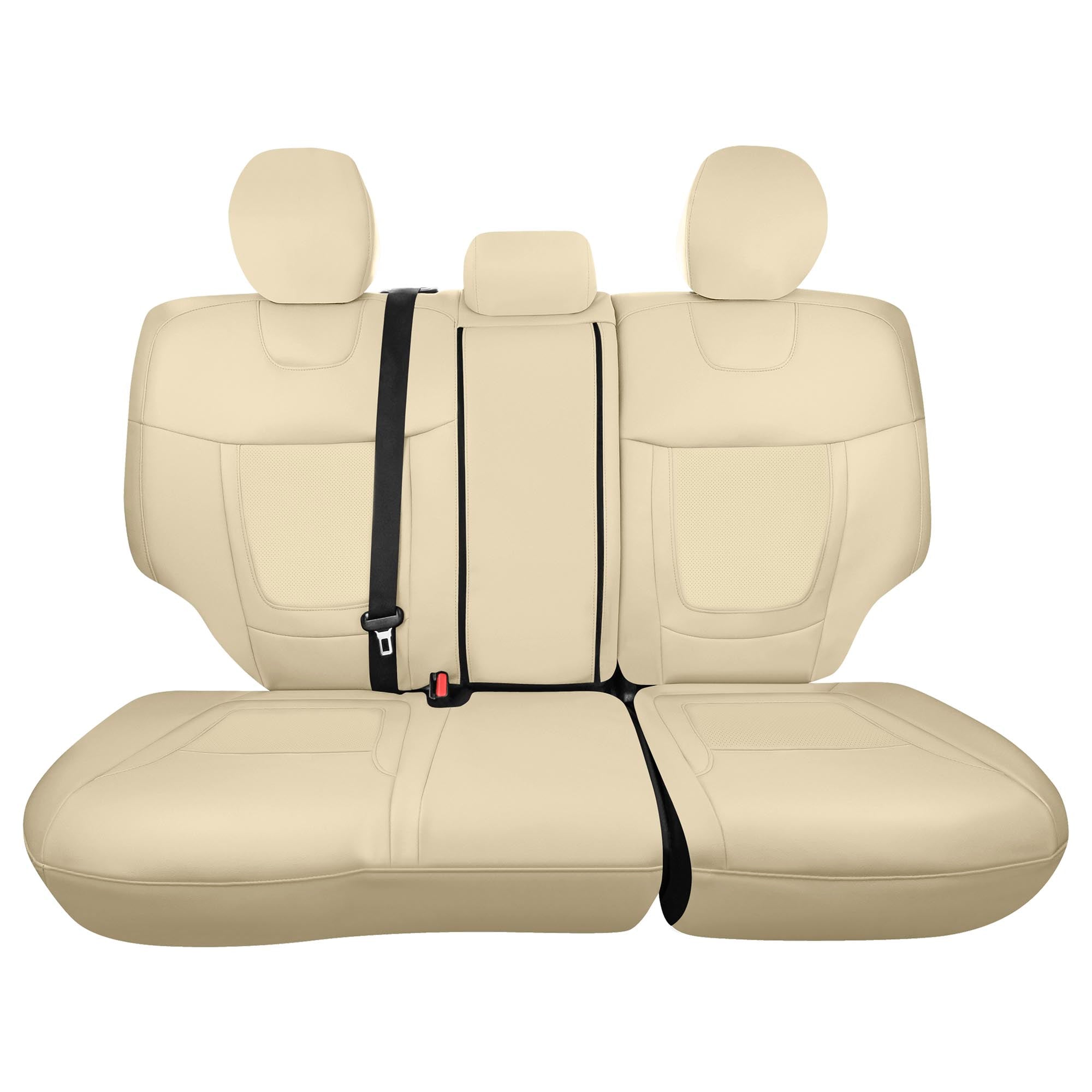 Hyundai Tucson - 2022 - 2024 - Rear Set Seat Covers - Solid Beige Faux Leather