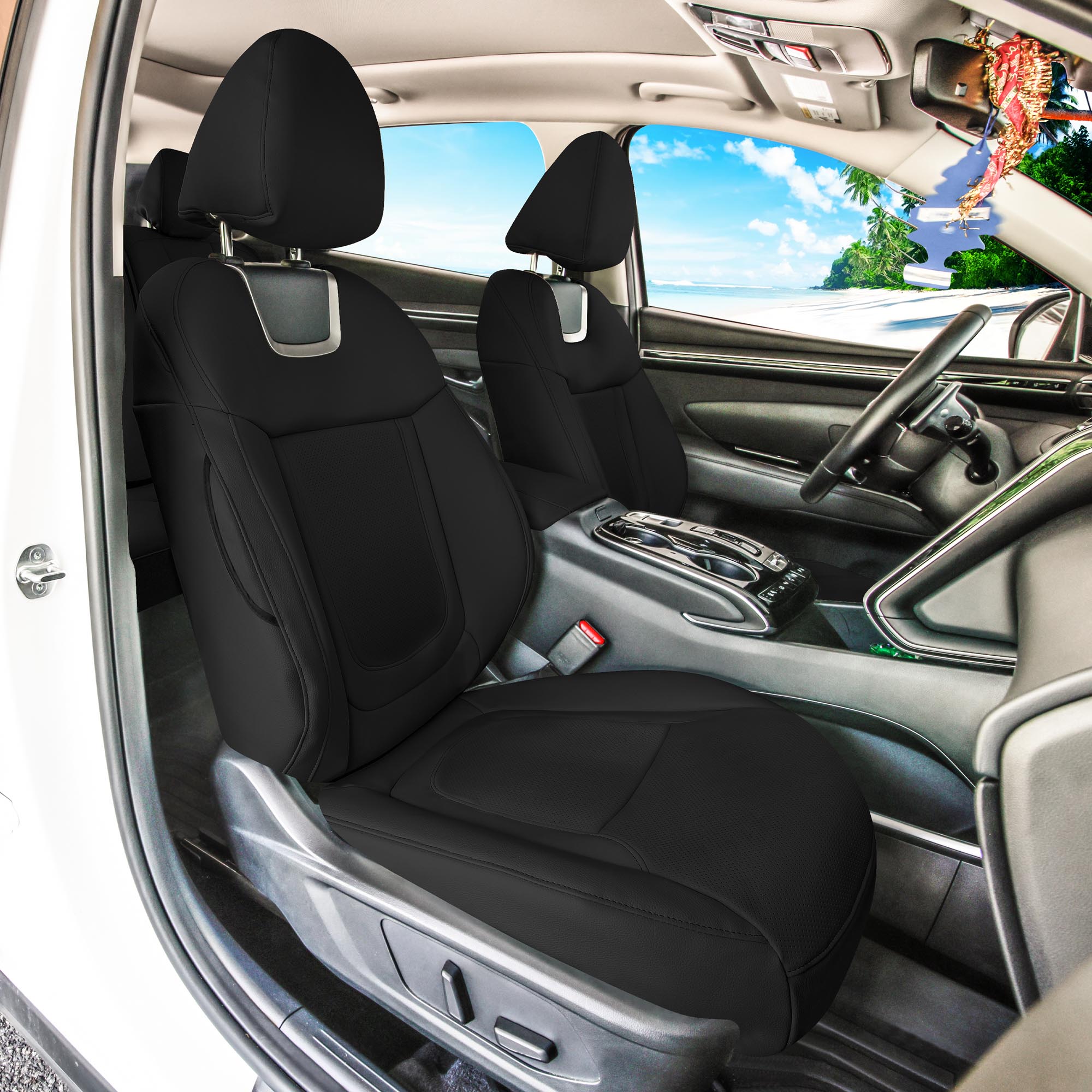 Hyundai Tucson - 2022 - 2024 - Front Set Seat Covers - Black Faux Leather
