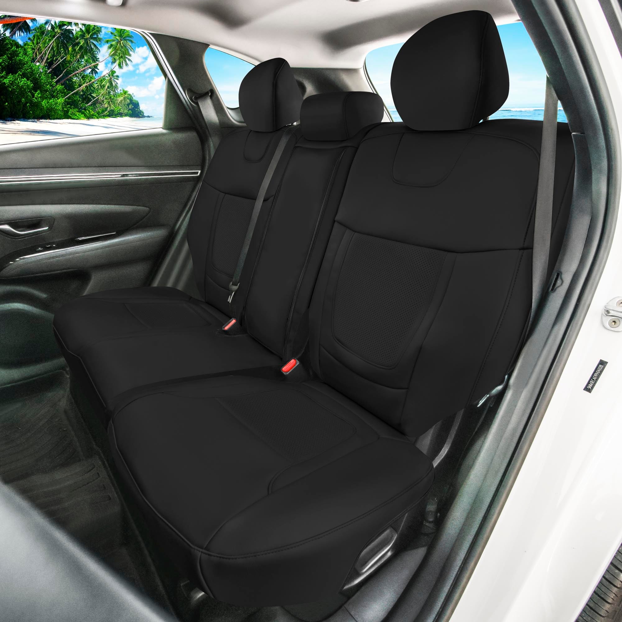 Hyundai Tucson - 2022 - 2024 - Rear Set Seat Covers - Black Faux Leather