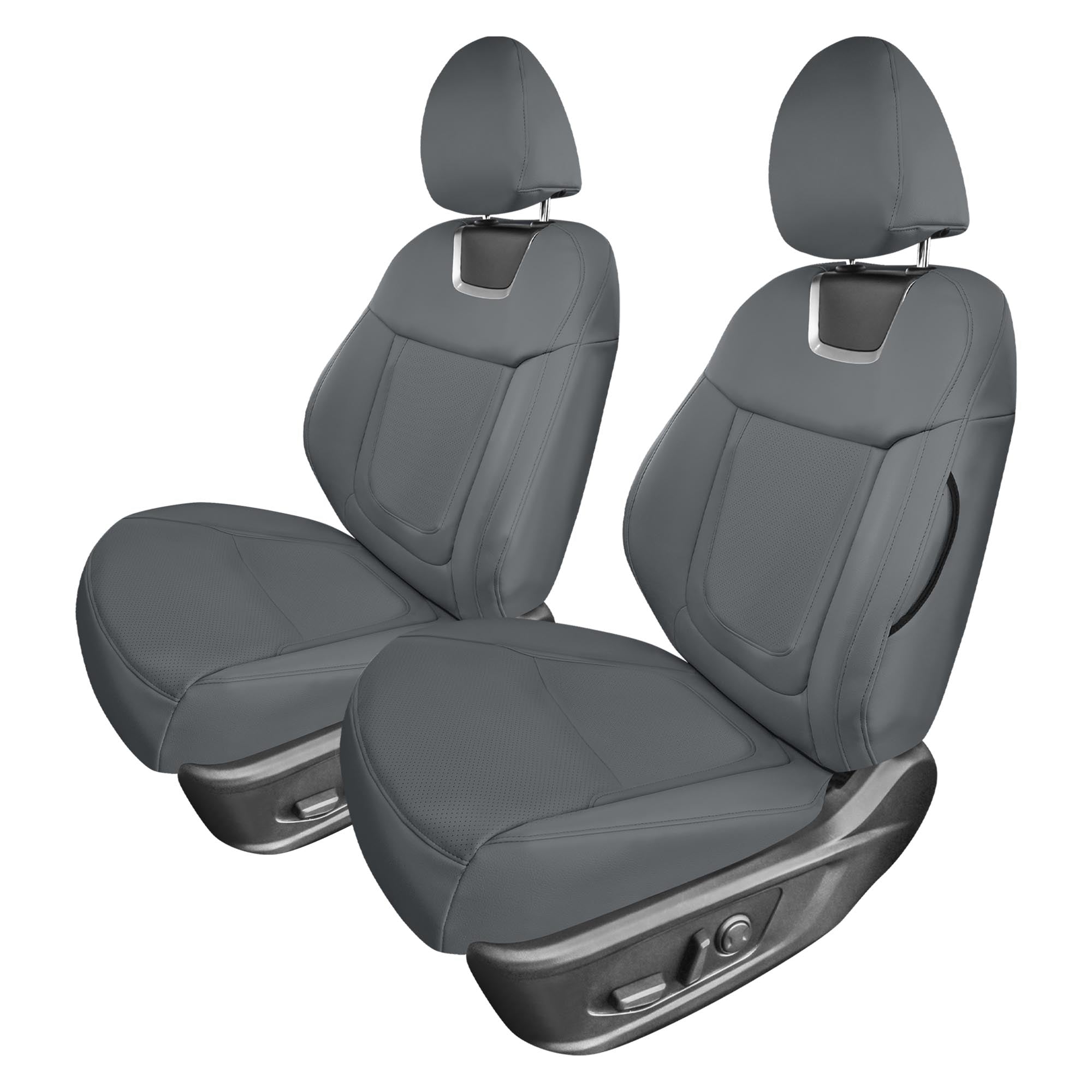 Hyundai Tucson - 2022 - 2024 - Front Set Seat Covers - Solid Gray Faux Leather