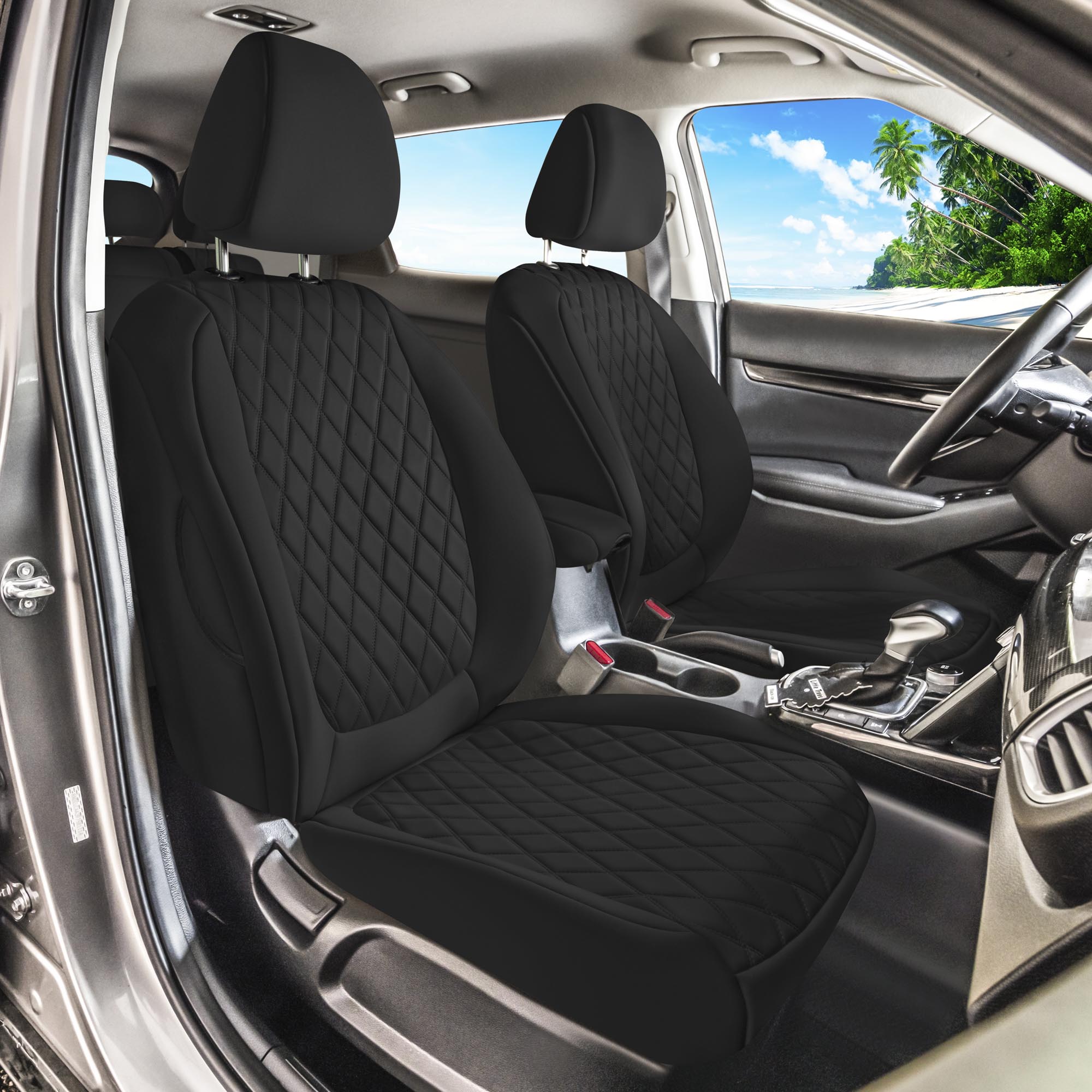 Kia Seltos - 2021 - 2024 - Front Set Seat Covers - Black Ultraflex Neoprene