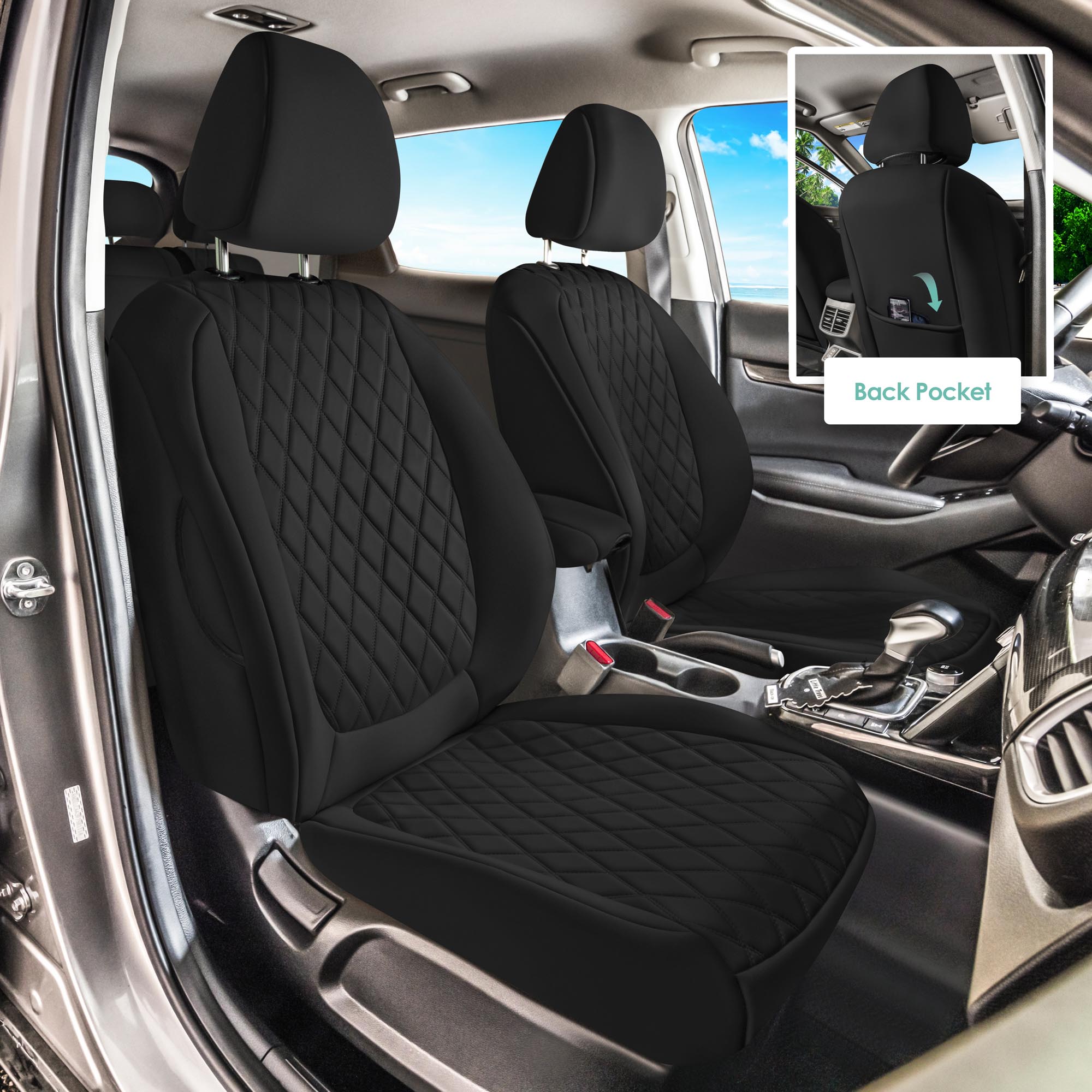 Kia Seltos - 2021 - 2024 - Full Set Seat Covers - Black Ultraflex Neoprene