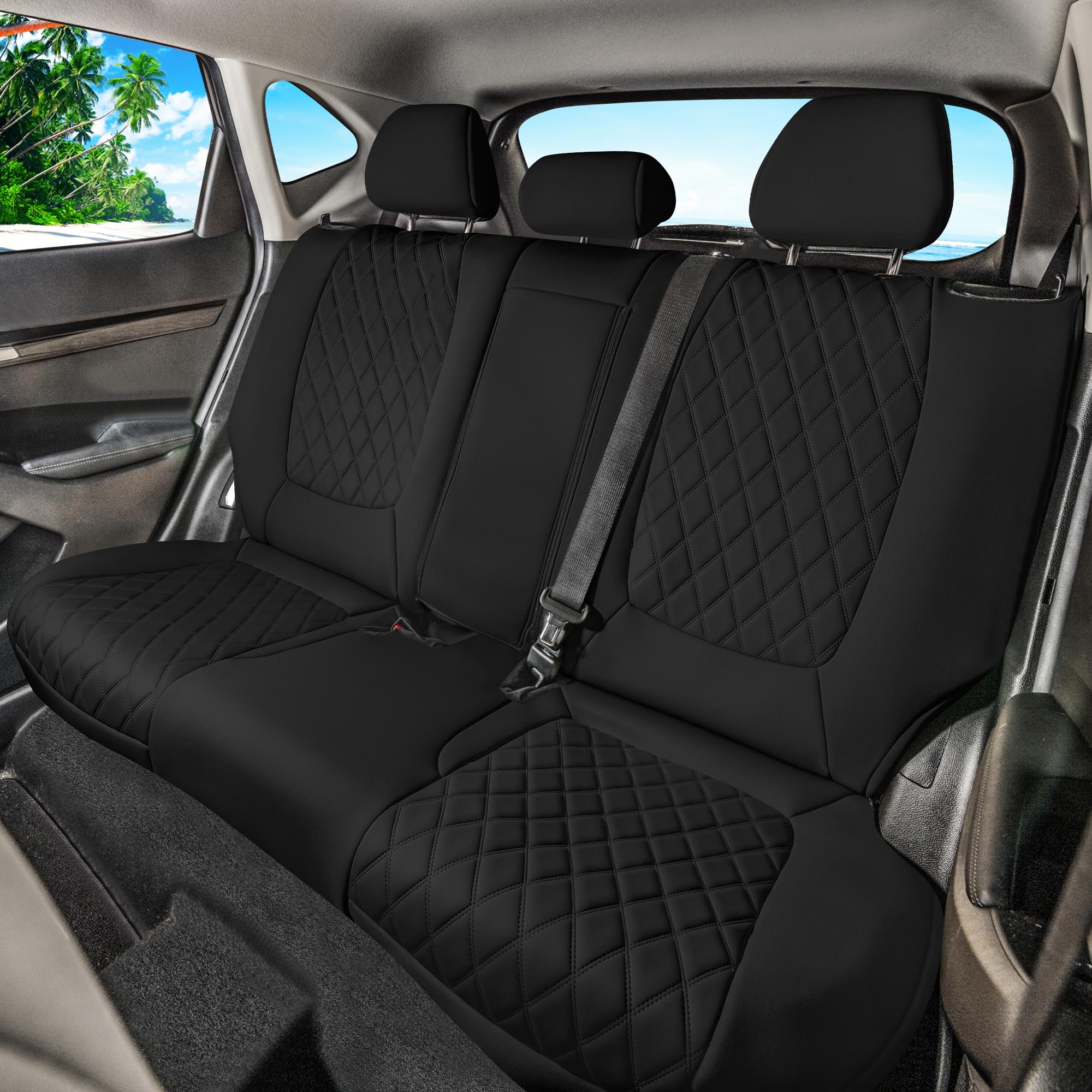 Kia Seltos - 2021 - 2024 - Rear Set Seat Covers - Black Ultraflex Neoprene