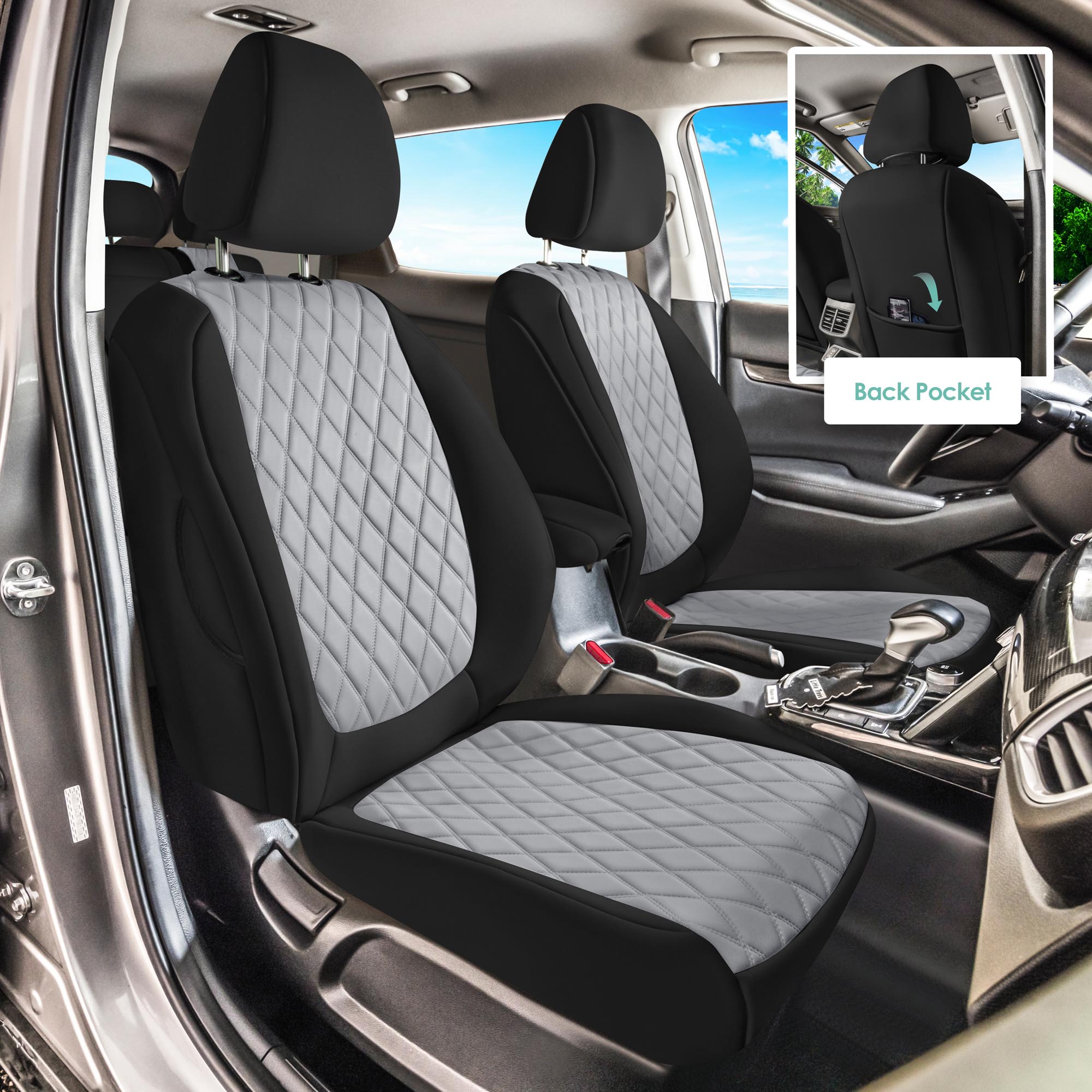 Kia Seltos - 2021 - 2024 - Full Set Seat Covers - Gray Ultraflex Neoprene