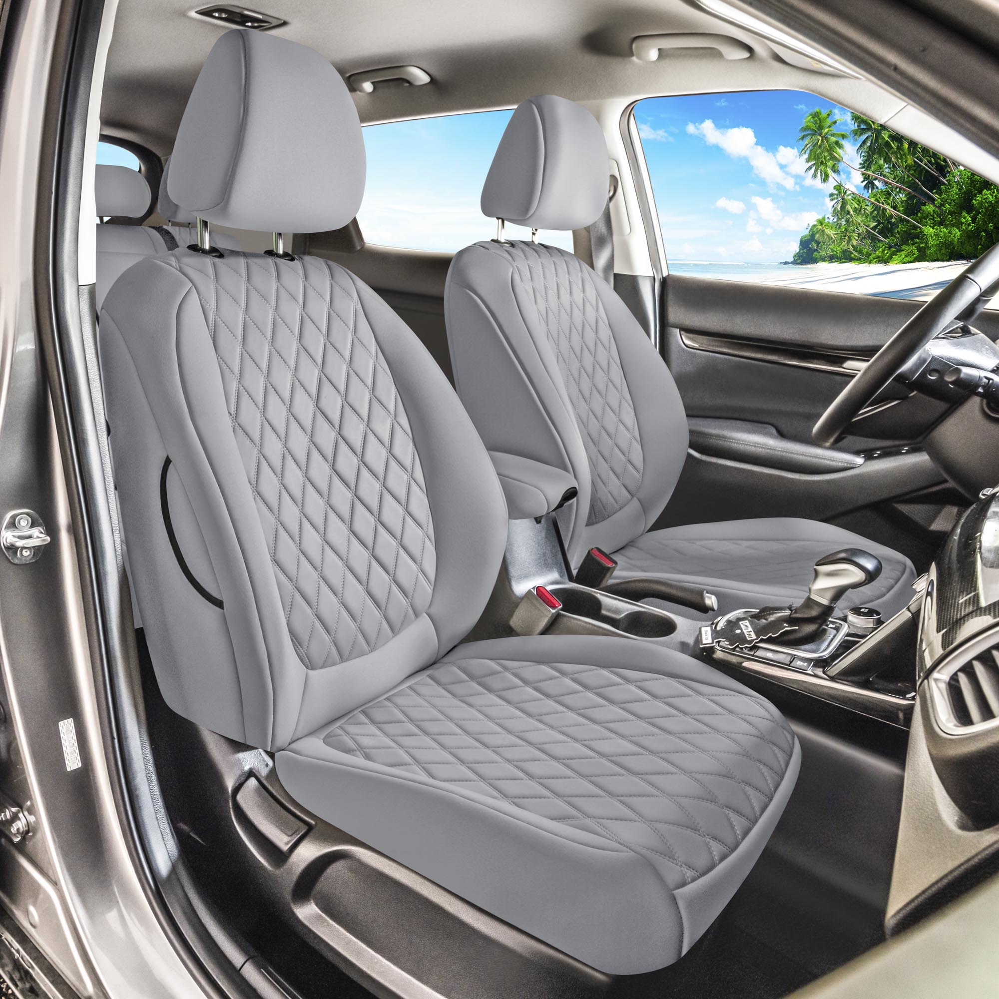 Kia Seltos - 2021 - 2024 - Front Set Seat Covers - Solid Gray Ultraflex Neoprene