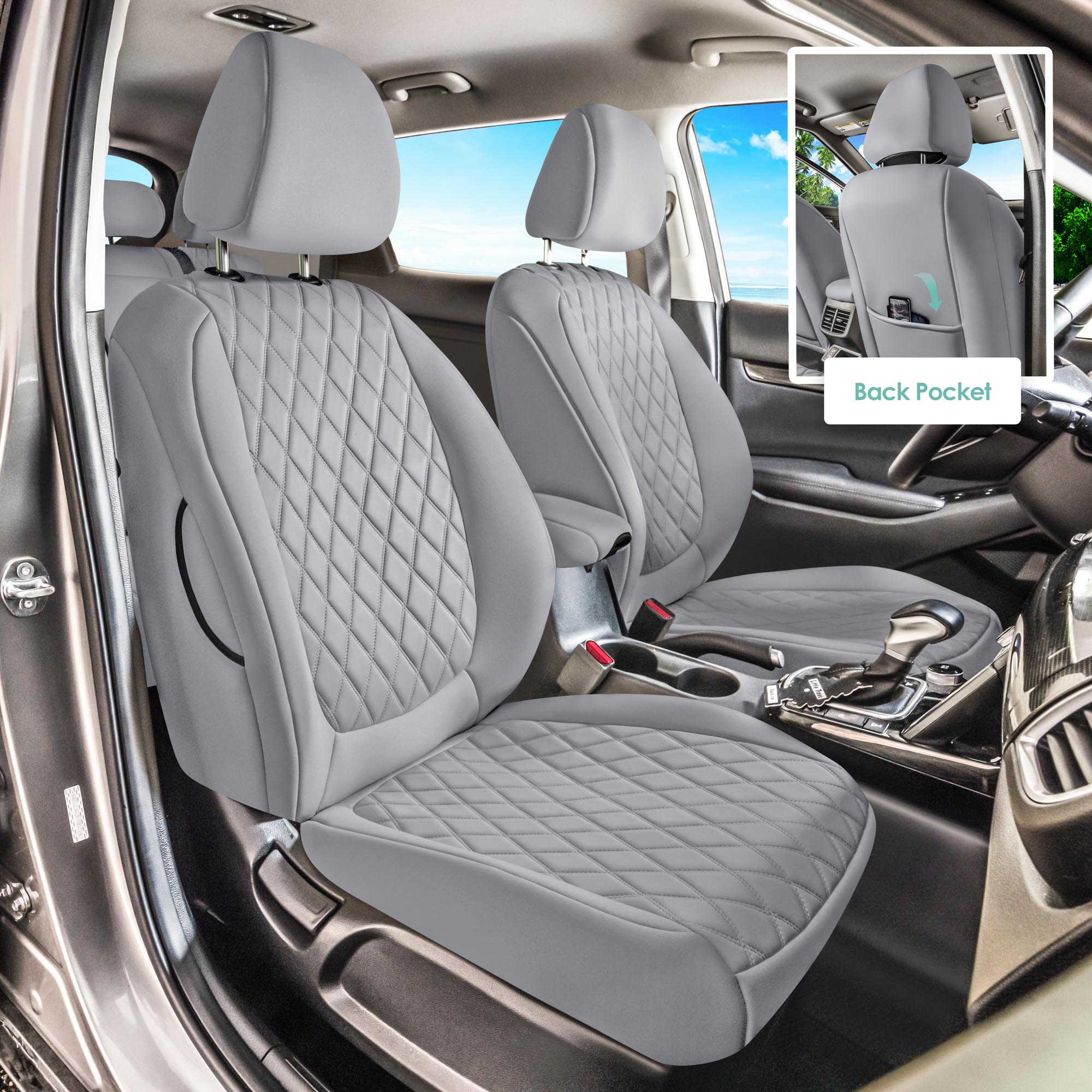 Kia Seltos - 2021 - 2024 - Full Set Seat Covers - Solid Gray Ultraflex Neoprene