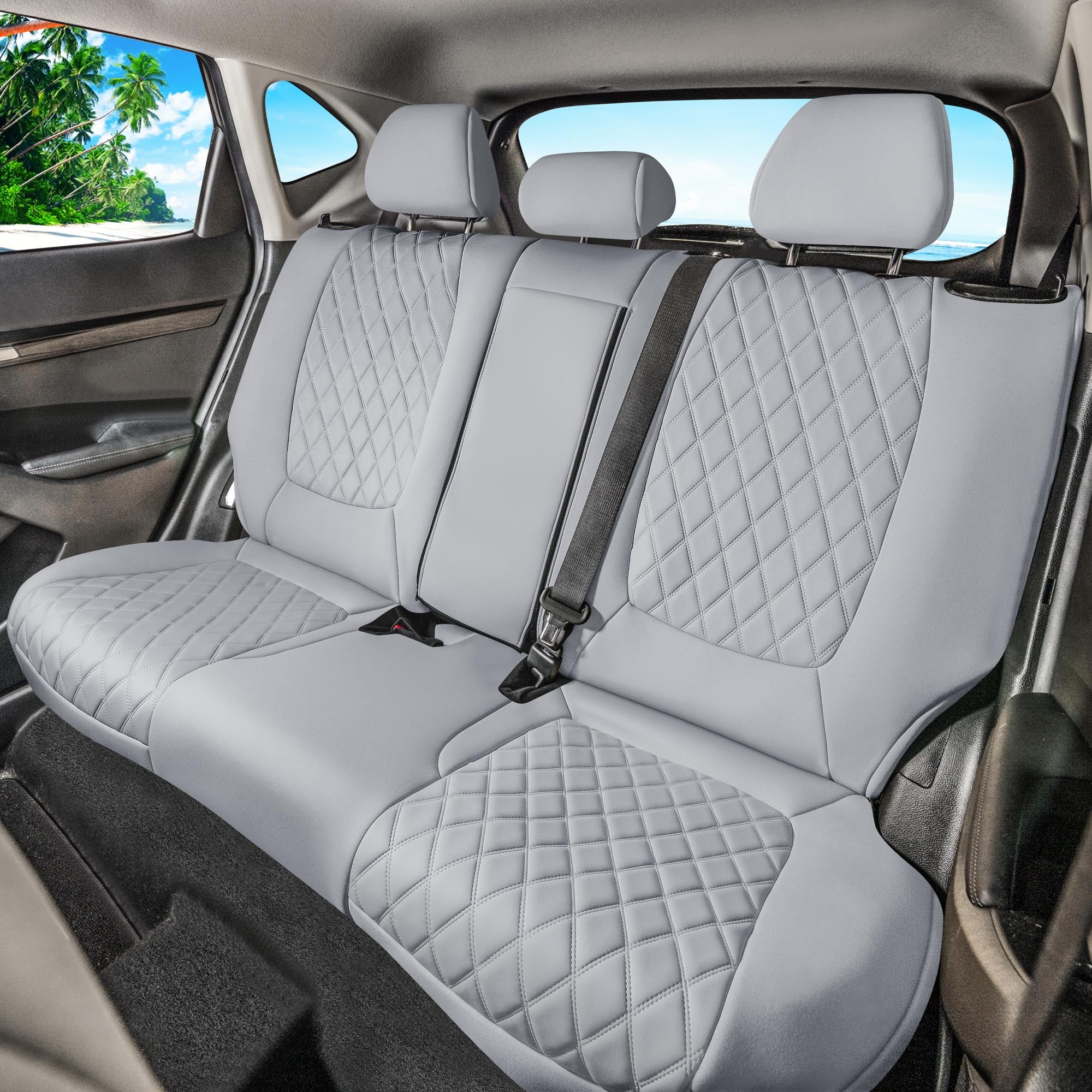 Kia Seltos - 2021 - 2024 - Rear Set Seat Covers - Solid Gray Ultraflex Neoprene