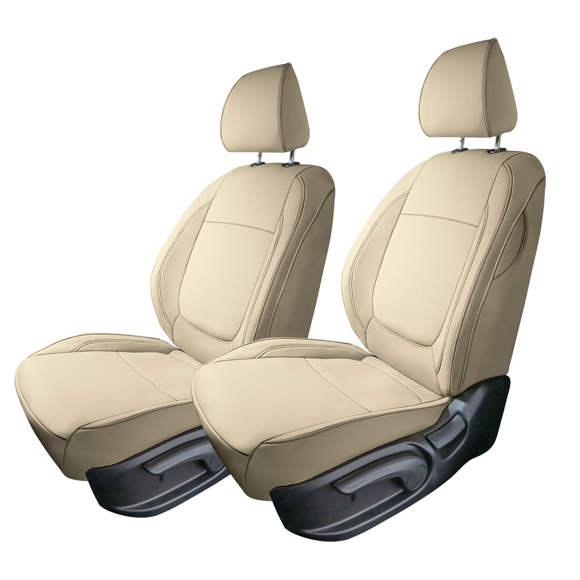 Kia Seltos - 2021 - 2024 - Front Set Seat Covers - Solid Beige Faux Leather