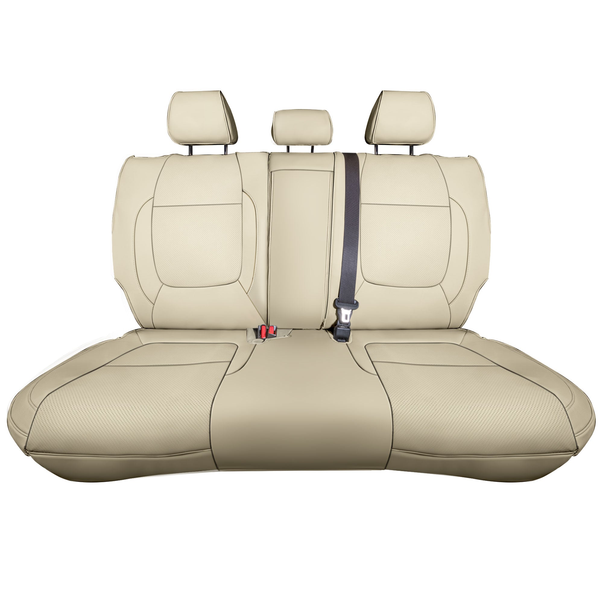 Kia Seltos - 2021 - 2024 - Rear Set Seat Covers - Solid Beige Faux Leather