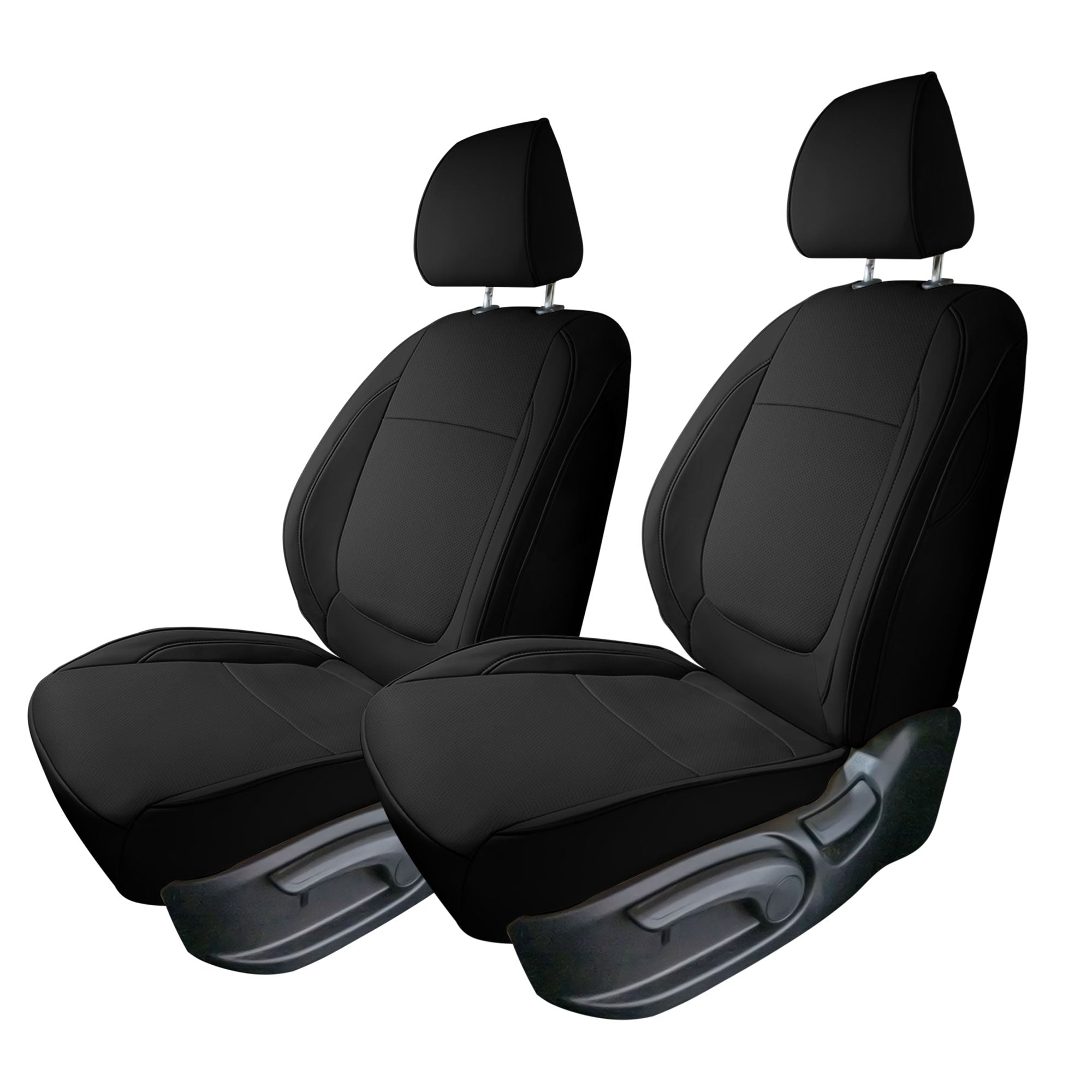 Kia Seltos - 2021 - 2024 - Front Set Seat Covers - Black Faux Leather