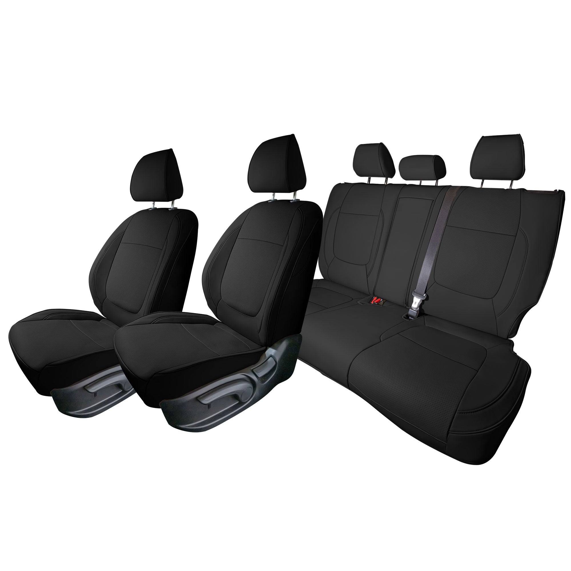 Kia Seltos - 2021 - 2024 - Full Set Seat Covers - Black Faux Leather