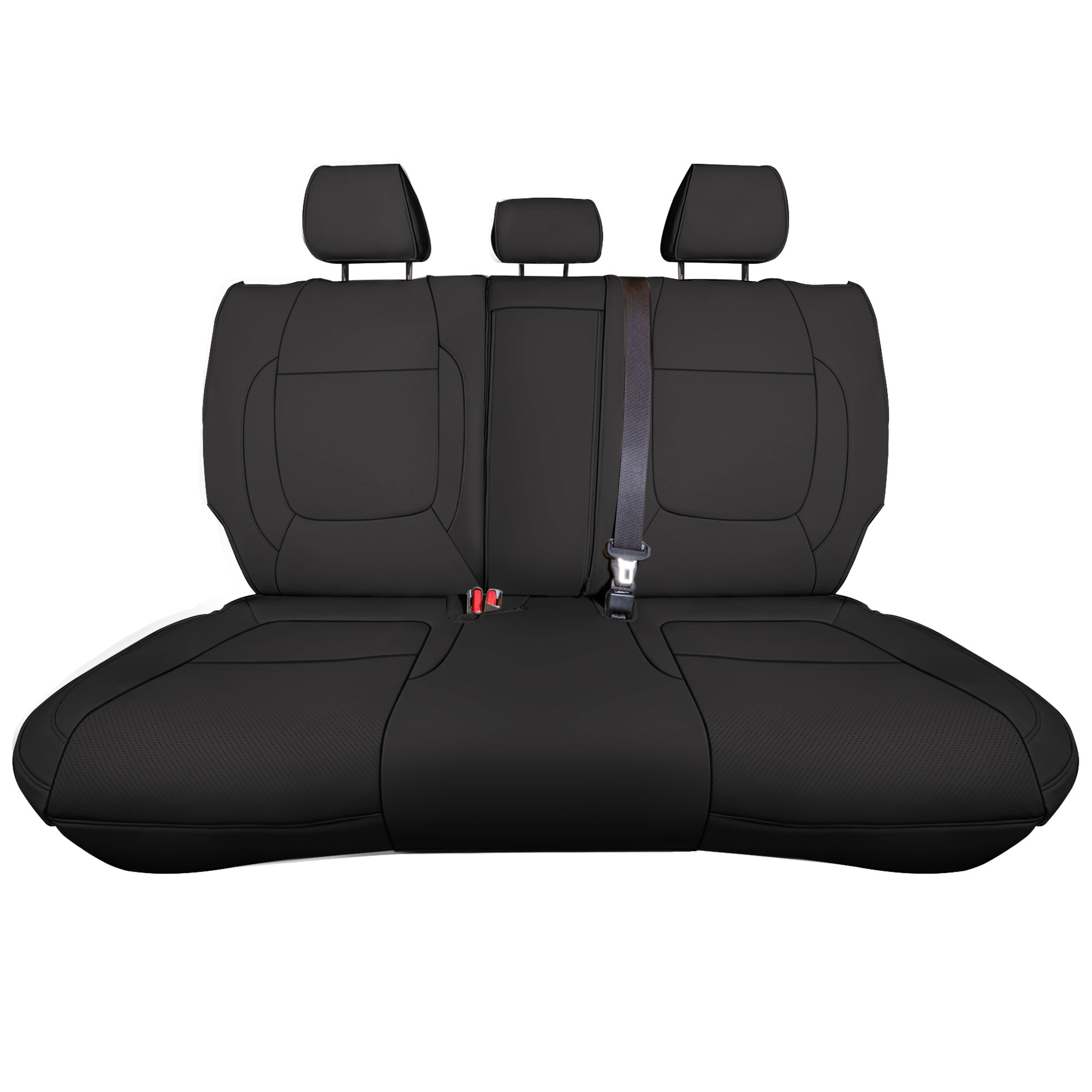 Kia Seltos - 2021 - 2024 - Rear Set Seat Covers - Black Faux Leather