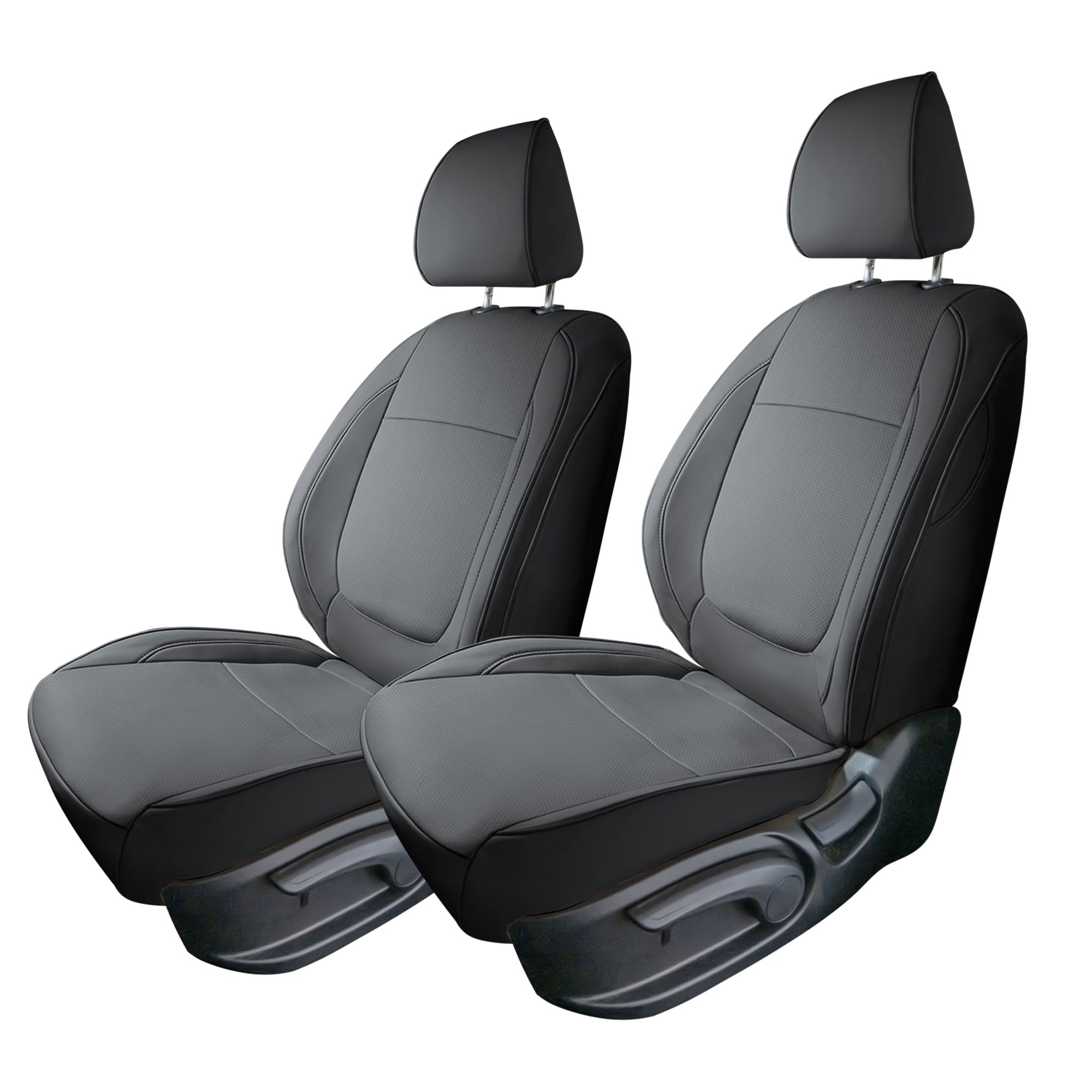 Kia Seltos - 2021 - 2024 - Front Set Seat Covers - Solid Gray Faux Leather